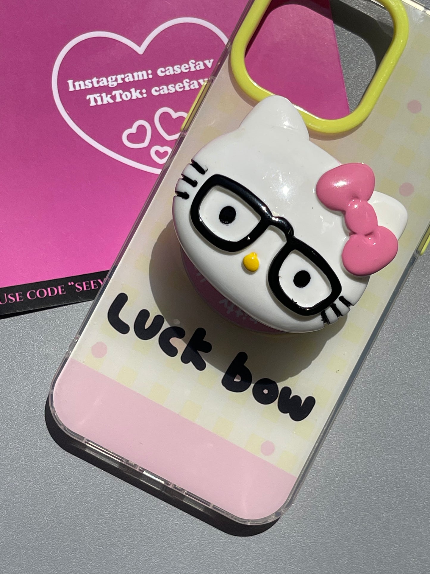 Hellokitty White Cute Kawaii MagSafe Case Hellokitty Eyeglass MagSafe Stand Holder / Phone Grip #0165