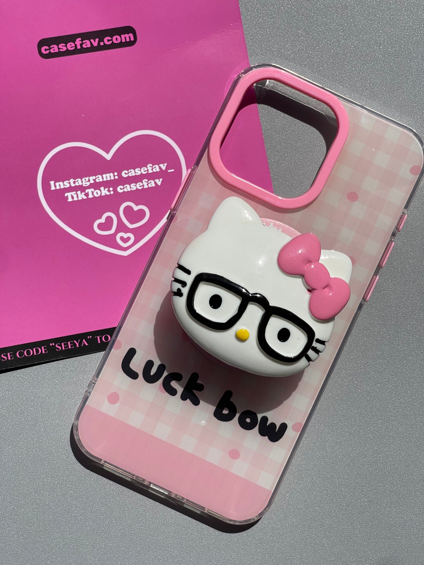 Hellokitty White Cute Kawaii MagSafe Case Hellokitty Eyeglass MagSafe Stand Holder / Phone Grip #0165