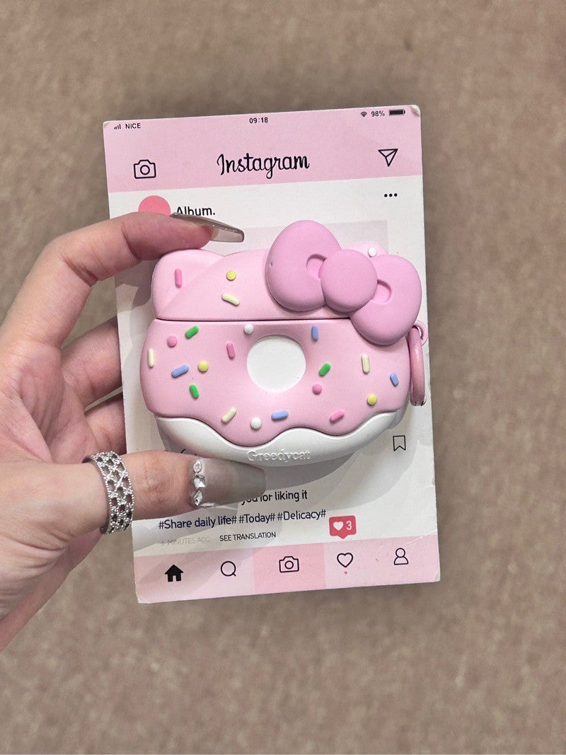 Hellokitty Pink Doughnut Shape Silicone Cute Kawaii AirPods Case #0138