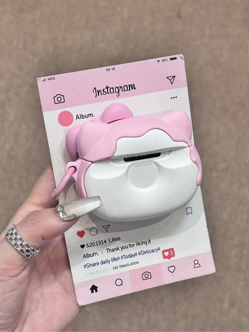 Hellokitty Pink Doughnut Shape Silicone Cute Kawaii AirPods Case #0138