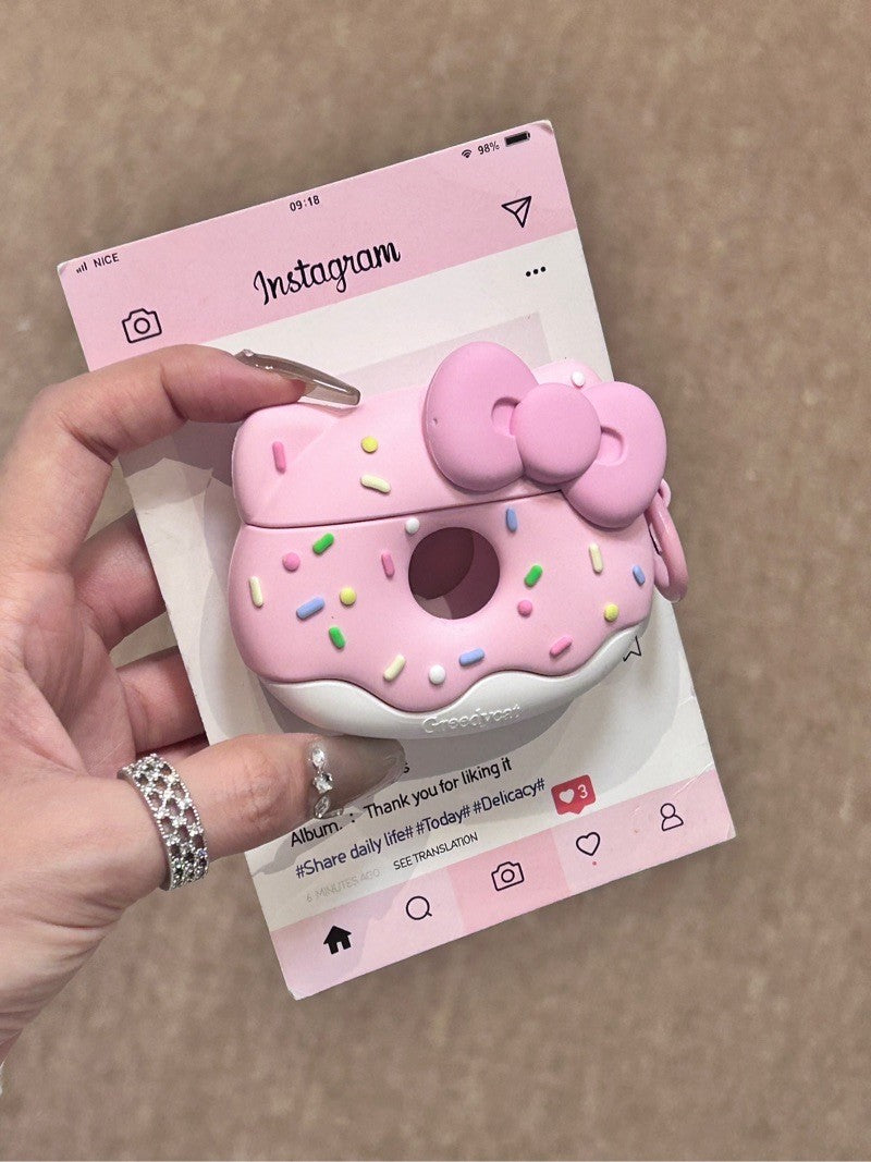 Hellokitty Pink Doughnut Shape Silicone Cute Kawaii AirPods Case #0138