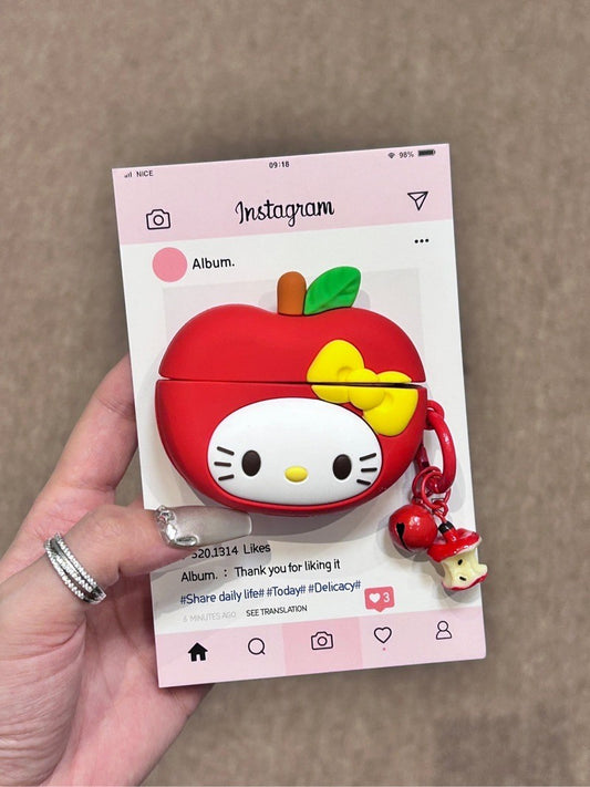 Hellokitty Red Apple Shape Silicone Cute Kawaii AirPods Case #0139