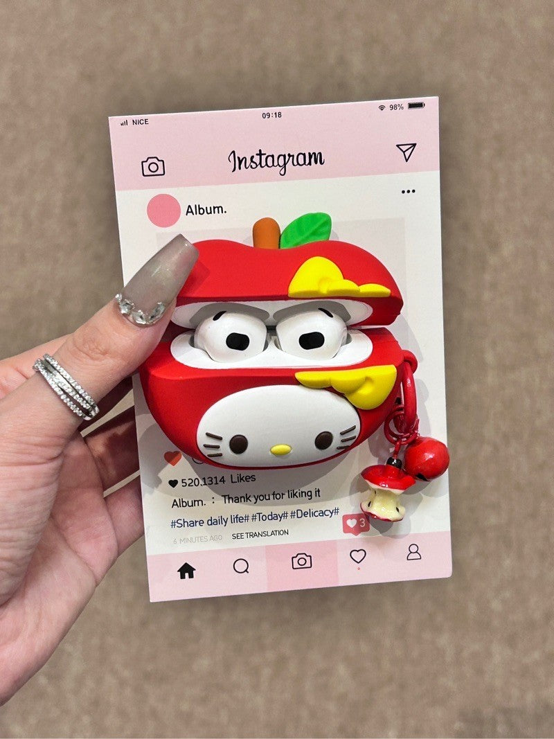 Hellokitty Red Apple Shape Silicone Cute Kawaii AirPods Case #0139