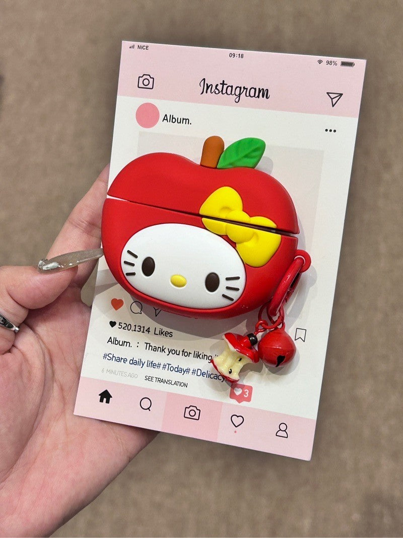 Hellokitty Red Apple Shape Silicone Cute Kawaii AirPods Case #0139