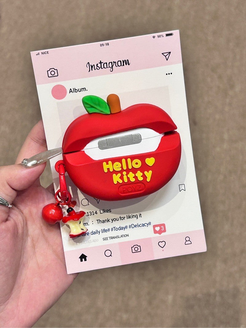 Hellokitty Red Apple Shape Silicone Cute Kawaii AirPods Case #0139