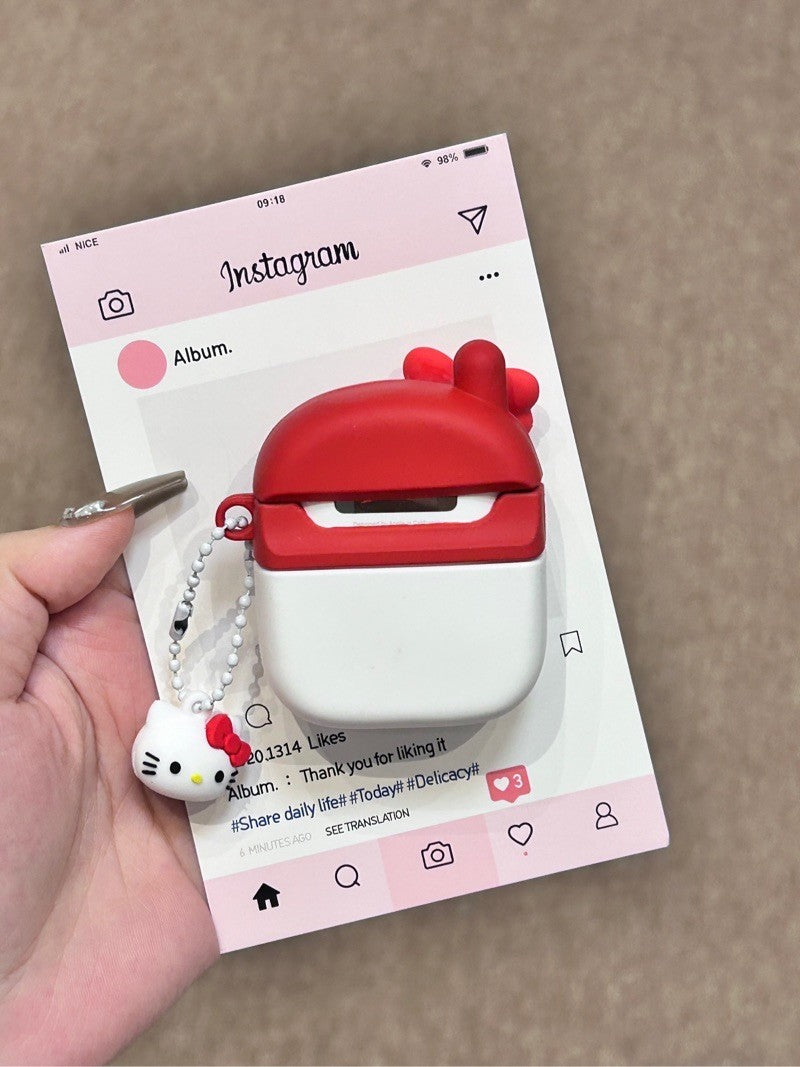 Hellokitty Red Phone Shape Silicone Cute Kawaii AirPods Case #0140