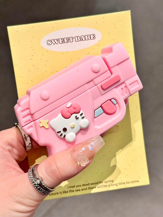 Hellokitty Pink Gun Shape Silicone Cute Kawaii AirPods Case #0155