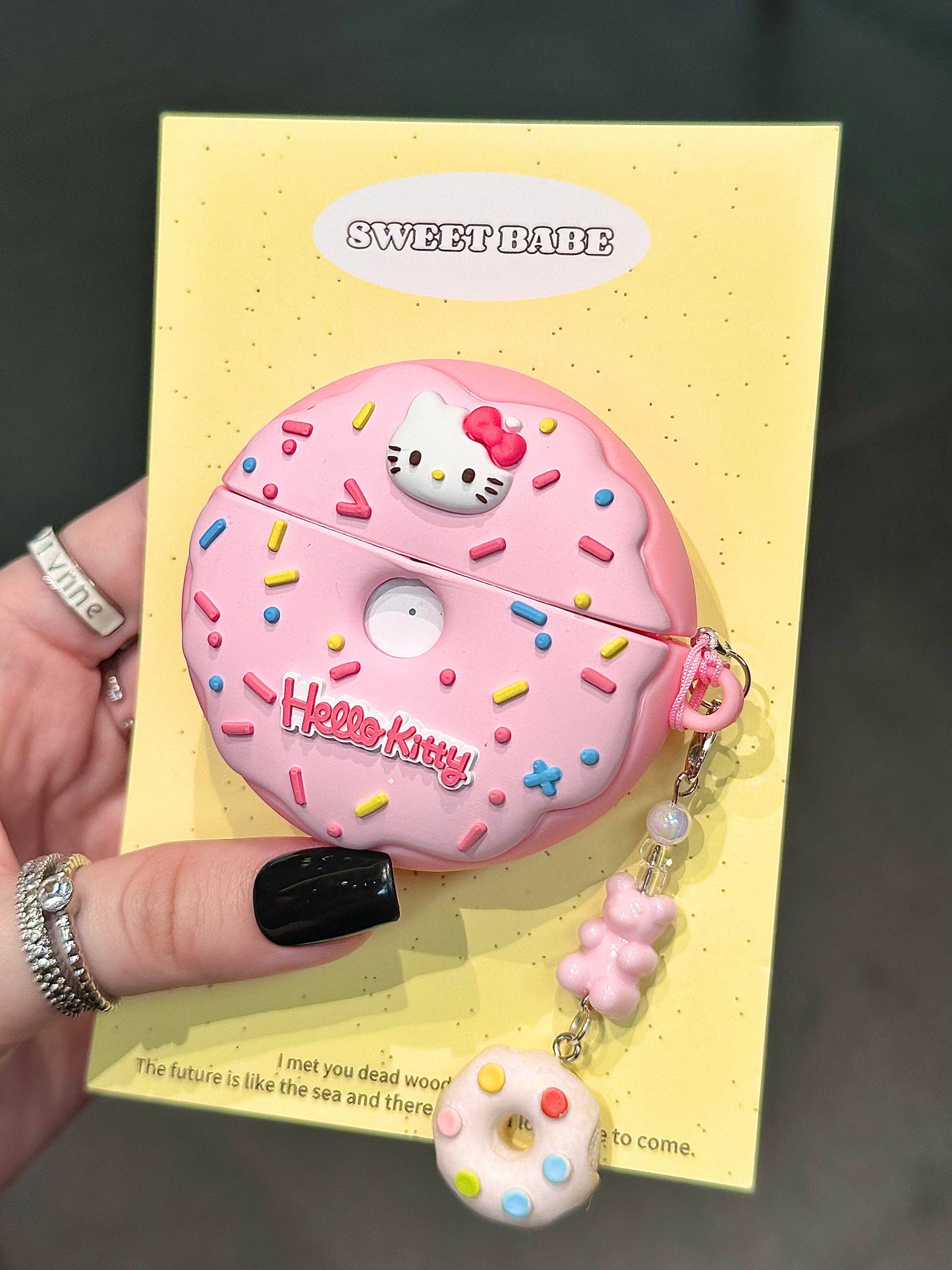 Hellokitty Pink Doughnut Shape Silicone Cute Kawaii AirPods Case #0145