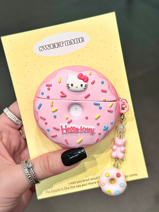 Hellokitty Pink Doughnut Shape Silicone Cute Kawaii AirPods Case #0145