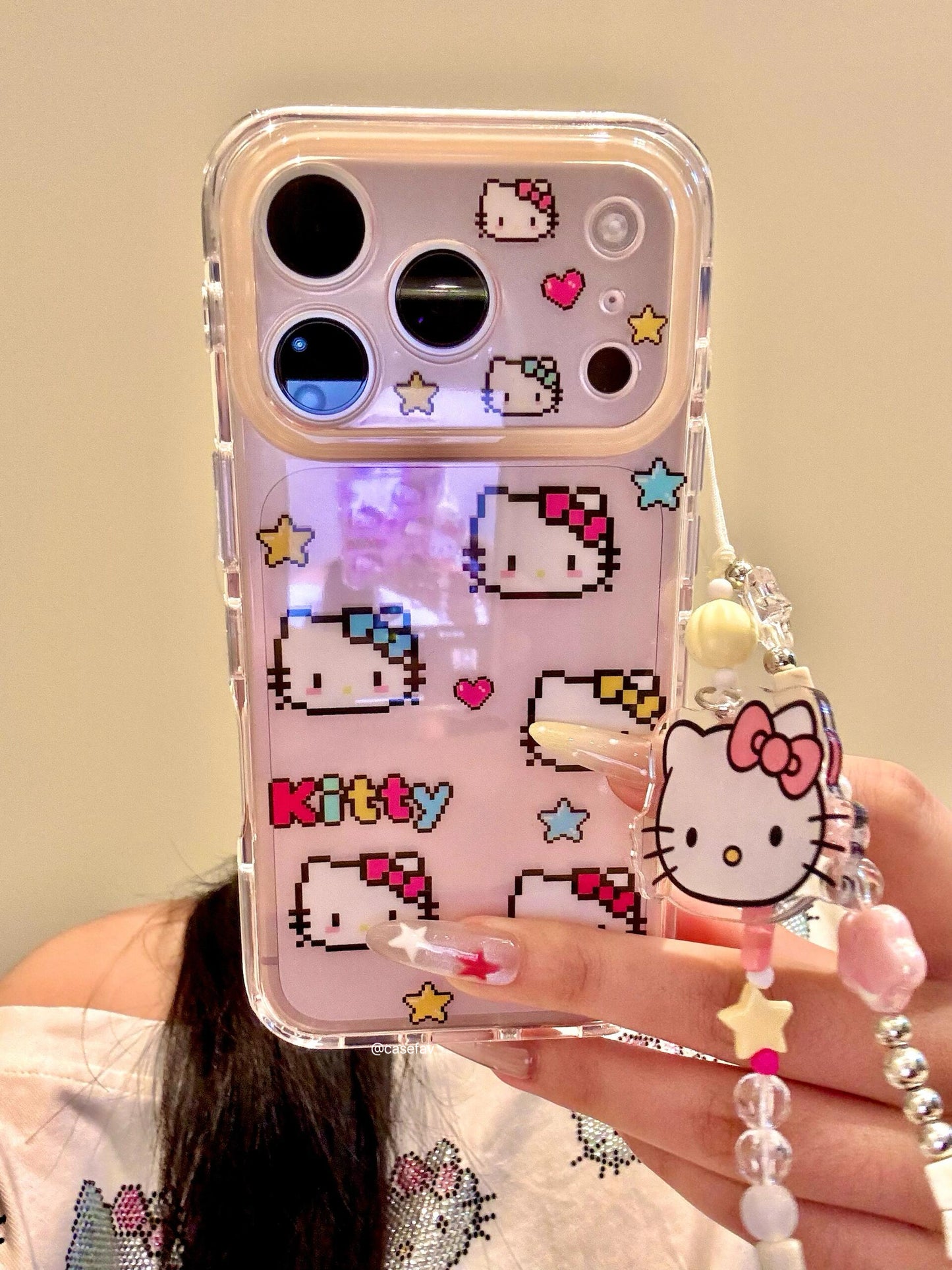 Hellokitty Clear Pixels Pattern Cute Kawaii Phone Case #602