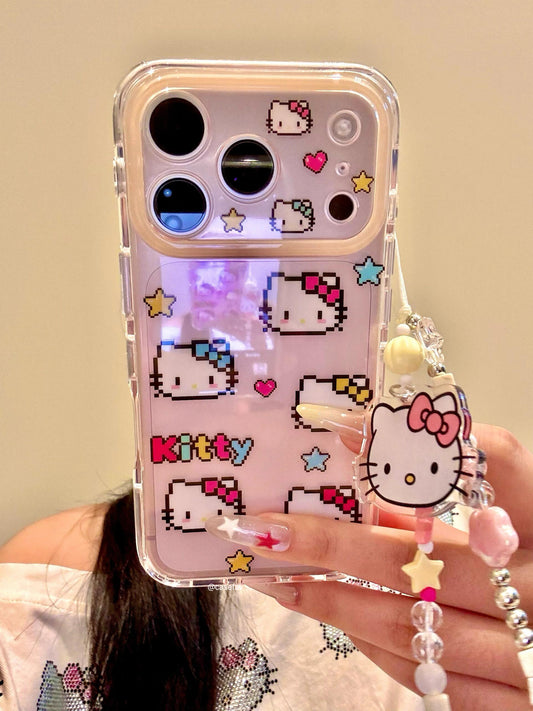 Hellokitty Clear Pixels Pattern Cute Kawaii Phone Case #602