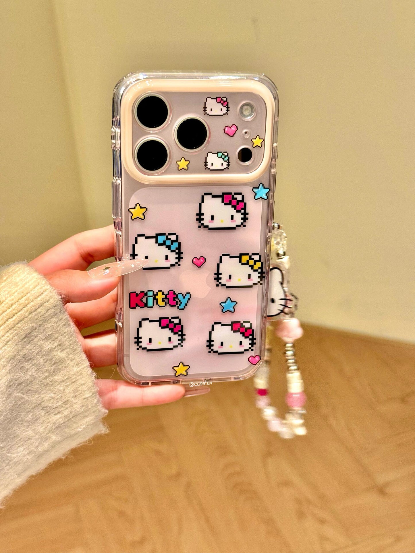 Hellokitty Clear Pixels Pattern Cute Kawaii Phone Case #602