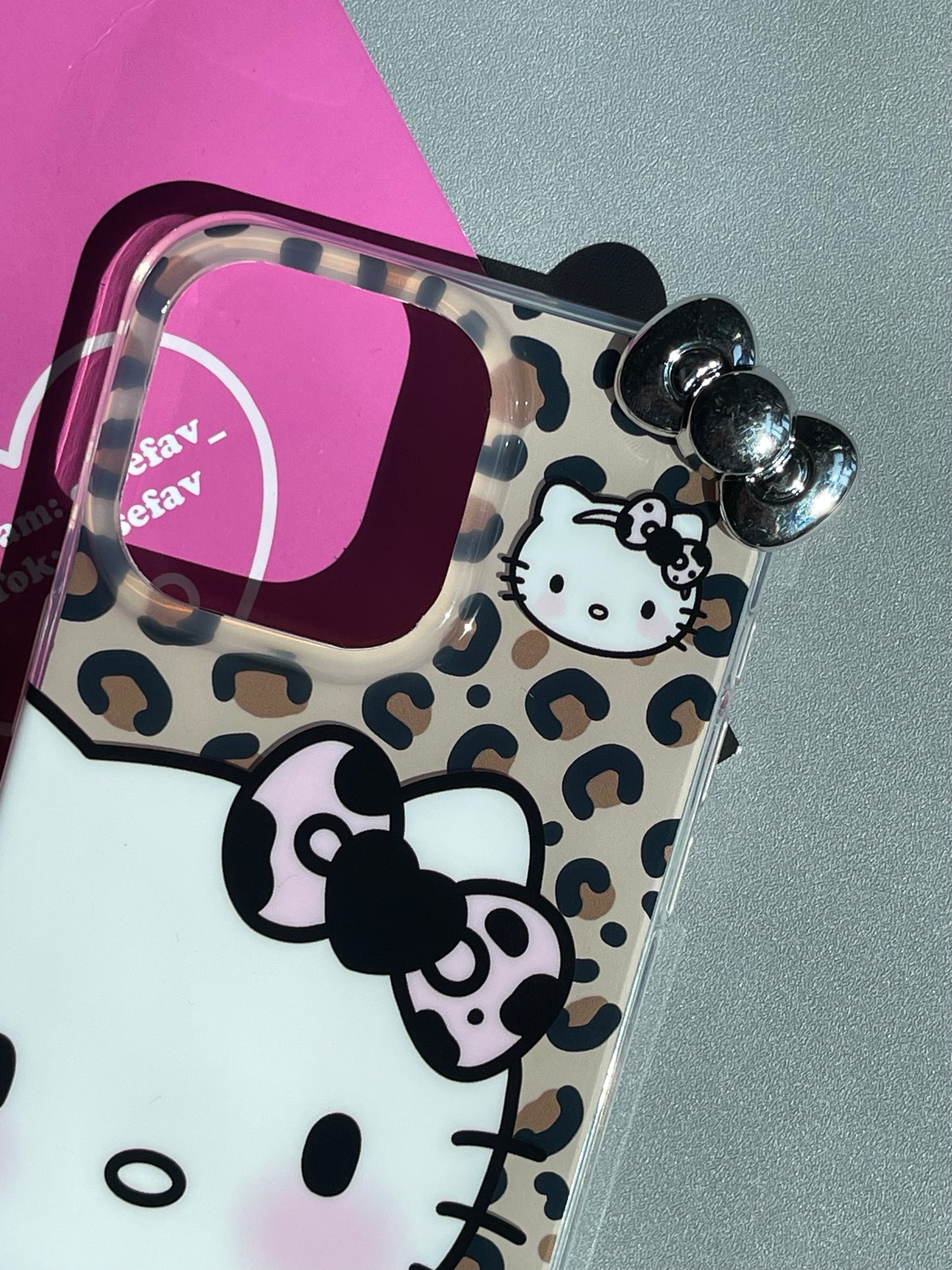 Hellokitty Brown Leopard Print 3D Bowtie Cute Kawaii Phone Case #0172