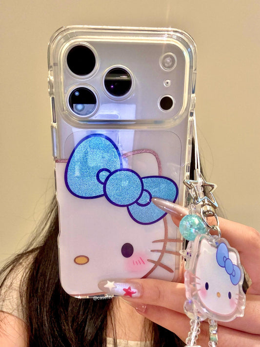 Hellokitty Blue Glitter Bow Cute Kawaii Phone Case #606