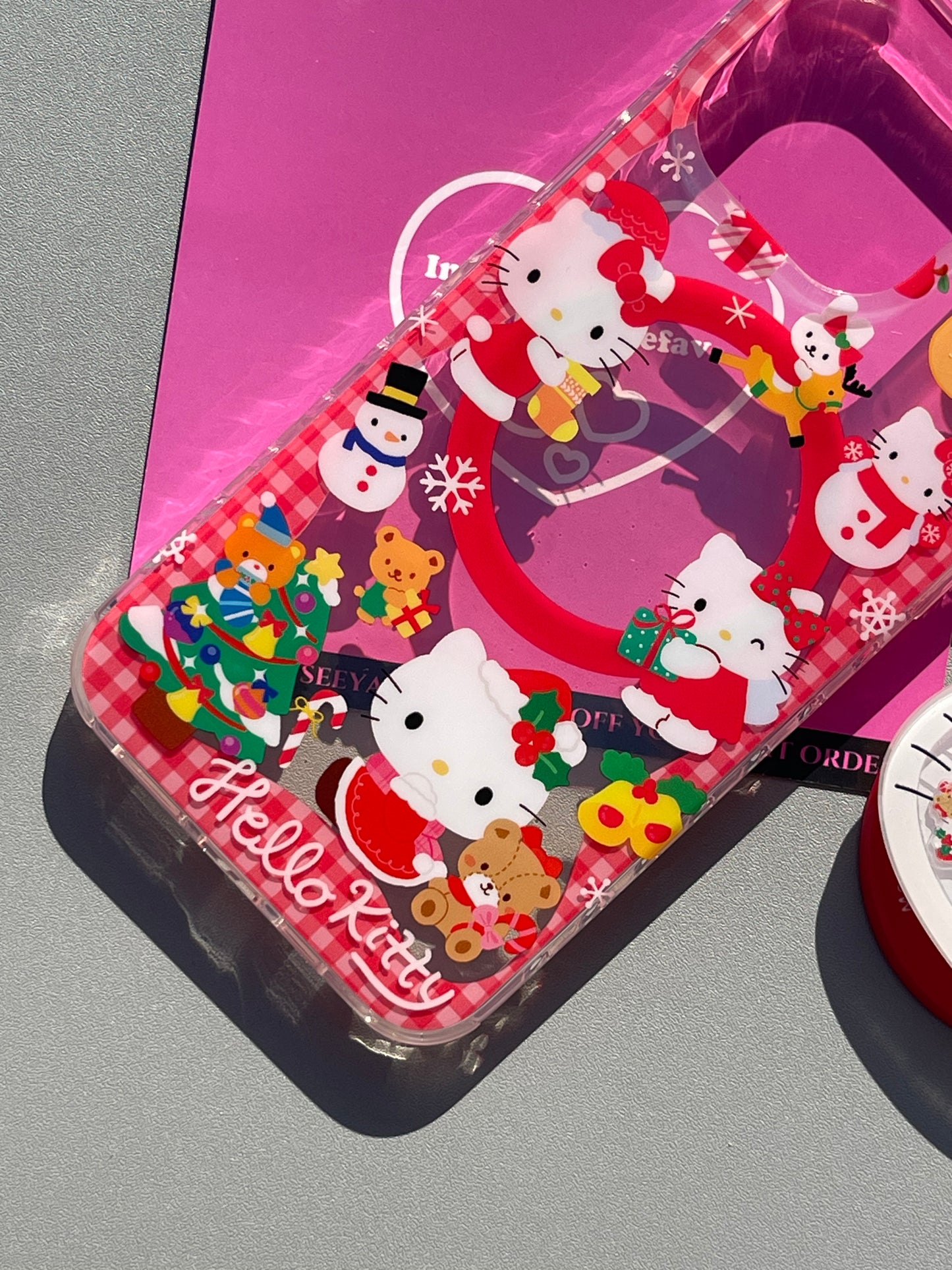 Hellokitty Christmas Cute Kawaii MagSafe Case + MagSafe Stand Holder / Phone Grip #0329