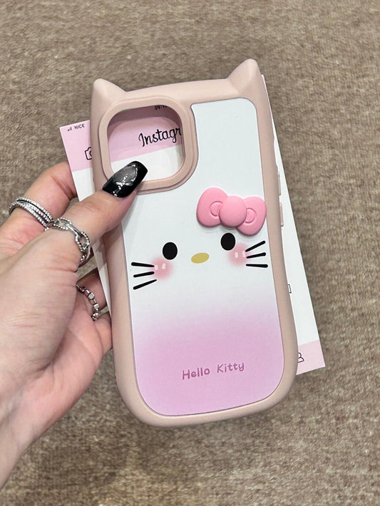 Hellokitty Pink Black Cat's Ear Shape Cute Kawaii Phone Case #0022