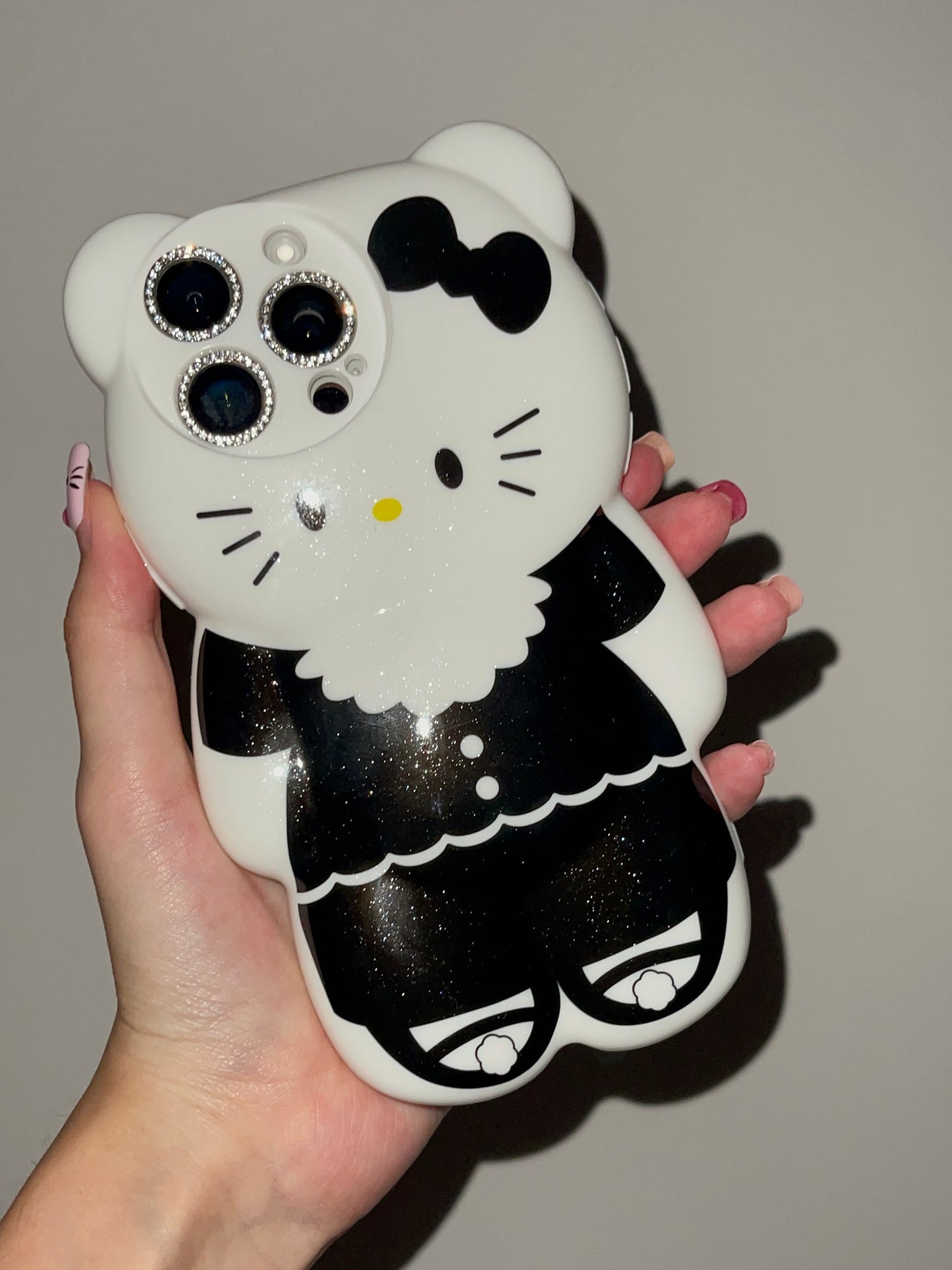 3D bear-shaped Black Hellokitty Cute Kawaii Phone Case #0183