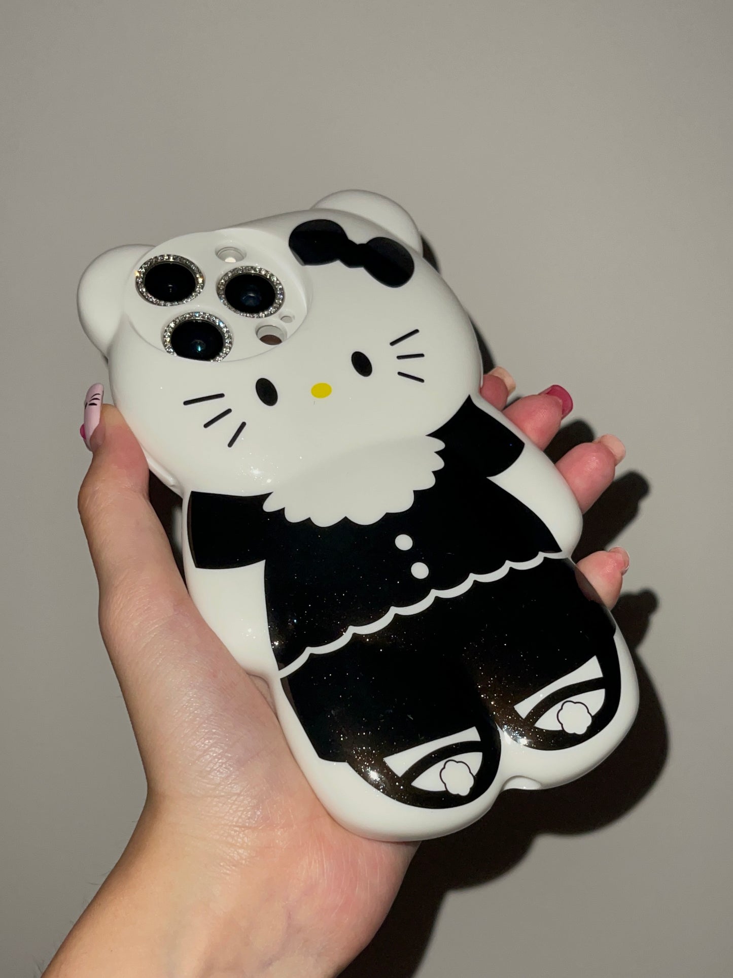 3D bear-shaped Black Hellokitty Cute Kawaii Phone Case #0183