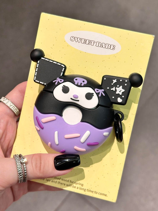 Kuromi Purple Doughnut Shape Silicone Cute Kawaii AirPods Case #0149