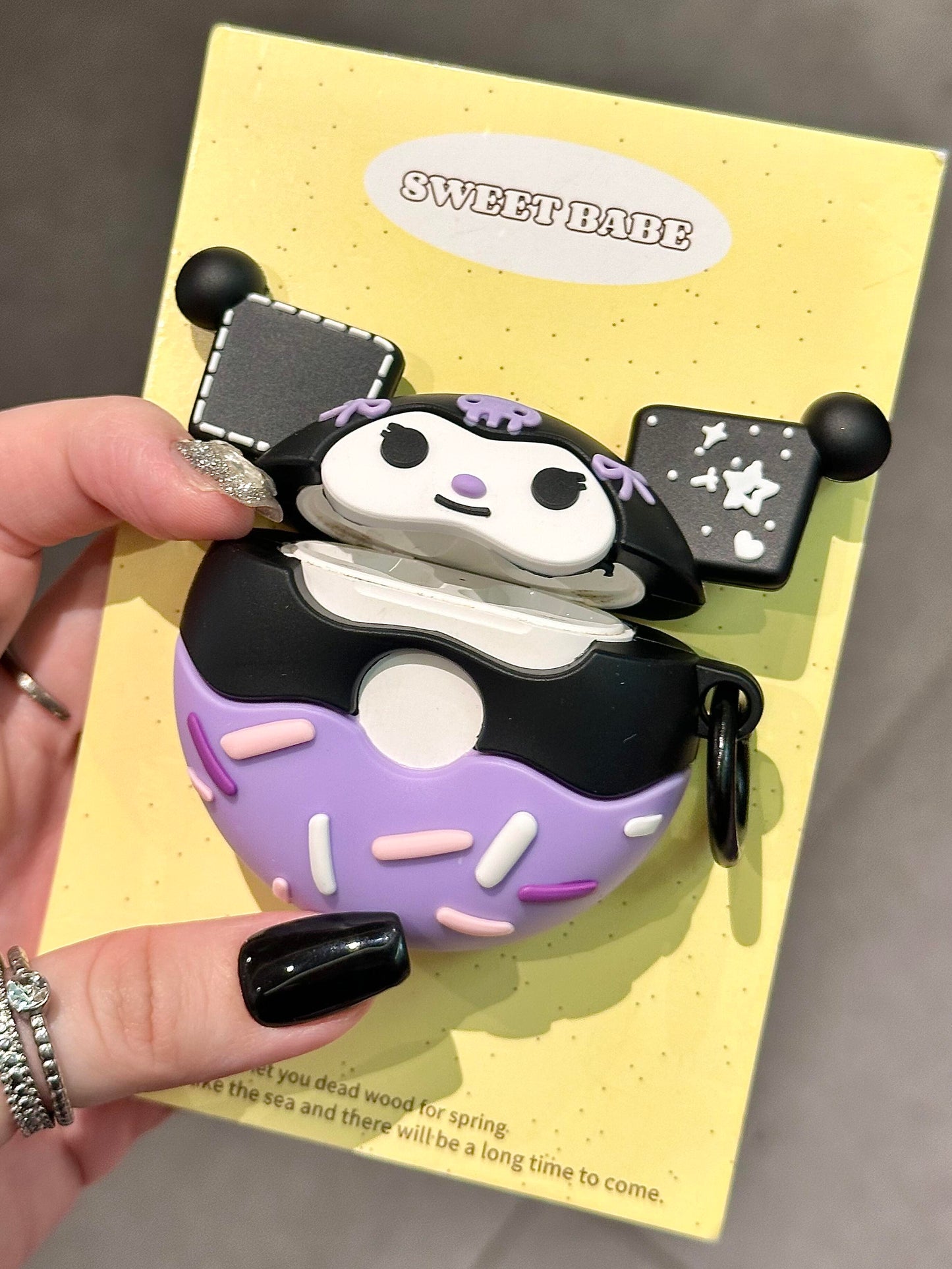 Kuromi Purple Doughnut Shape Silicone Cute Kawaii AirPods Case #0149