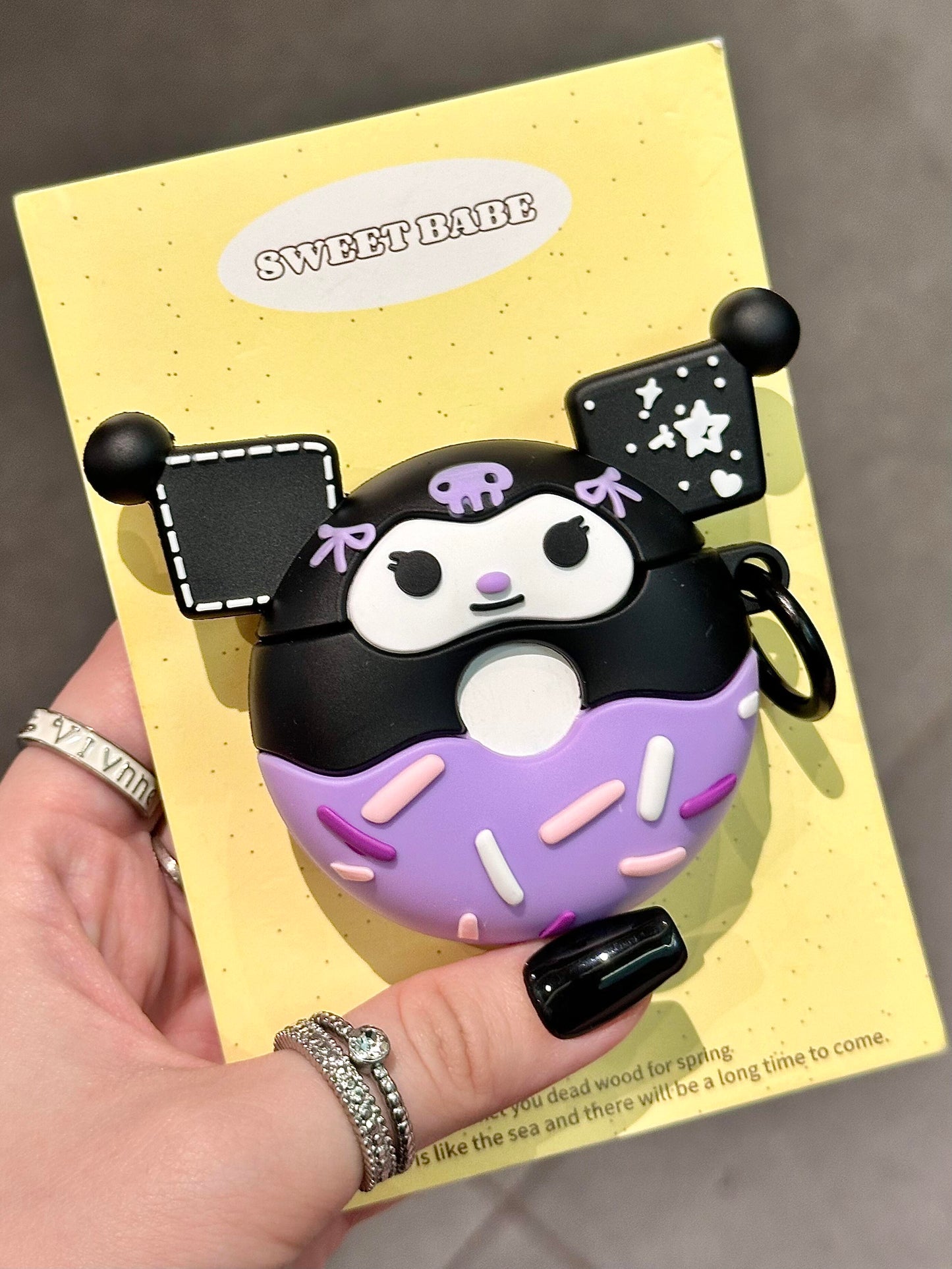 Kuromi Purple Doughnut Shape Silicone Cute Kawaii AirPods Case #0149