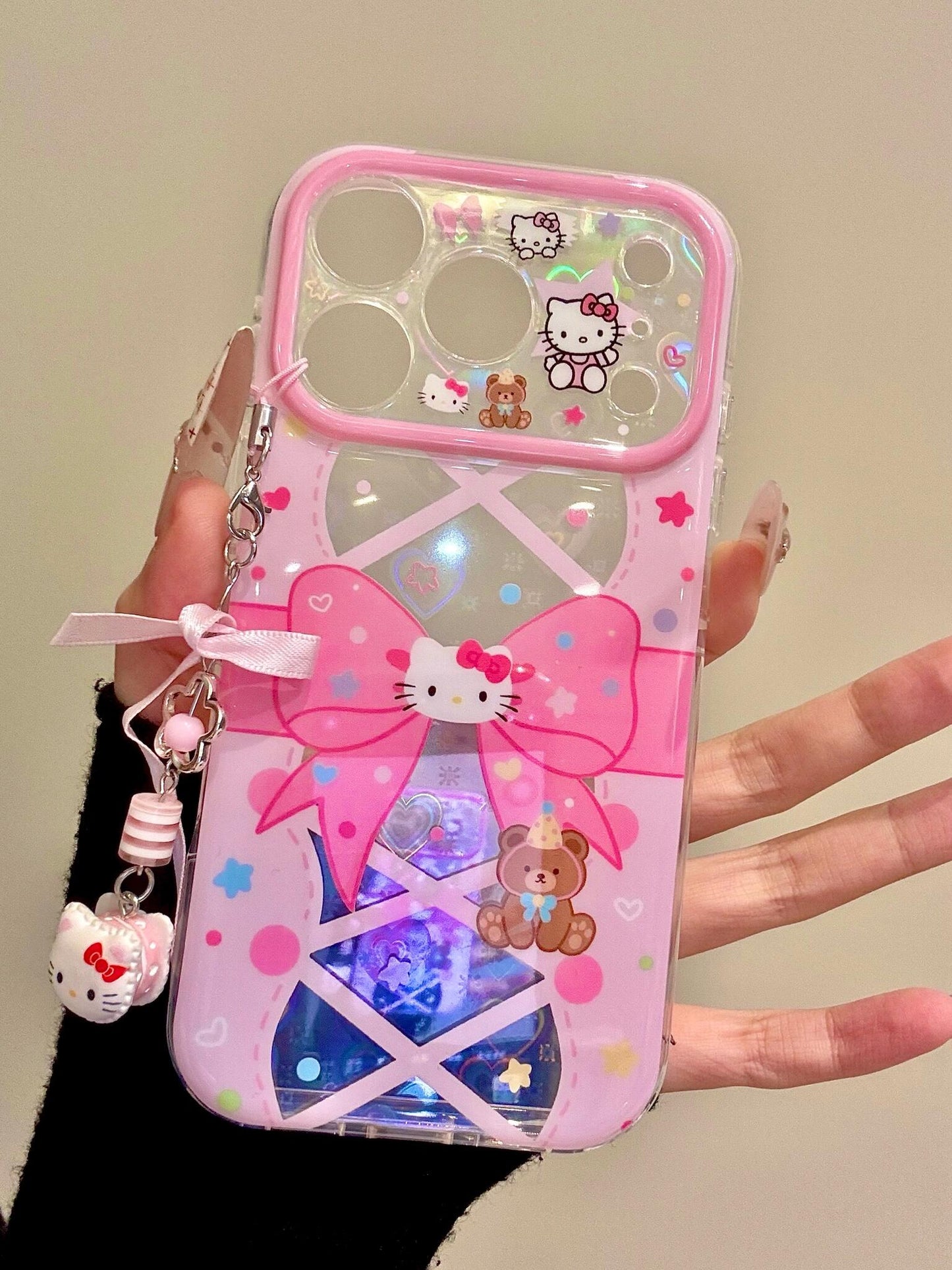 Hellokitty Pink Clear Bow Cute Kawaii Phone Case #0590
