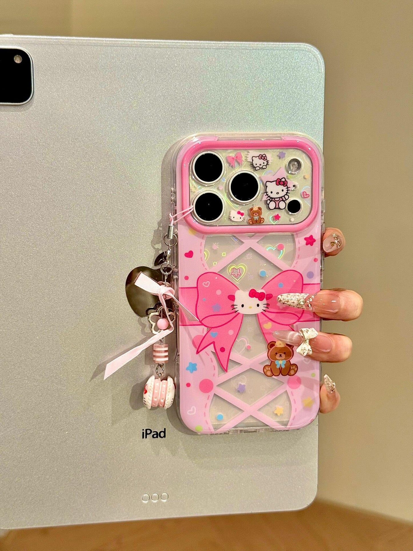 Hellokitty Pink Clear Bow Cute Kawaii Phone Case #0590