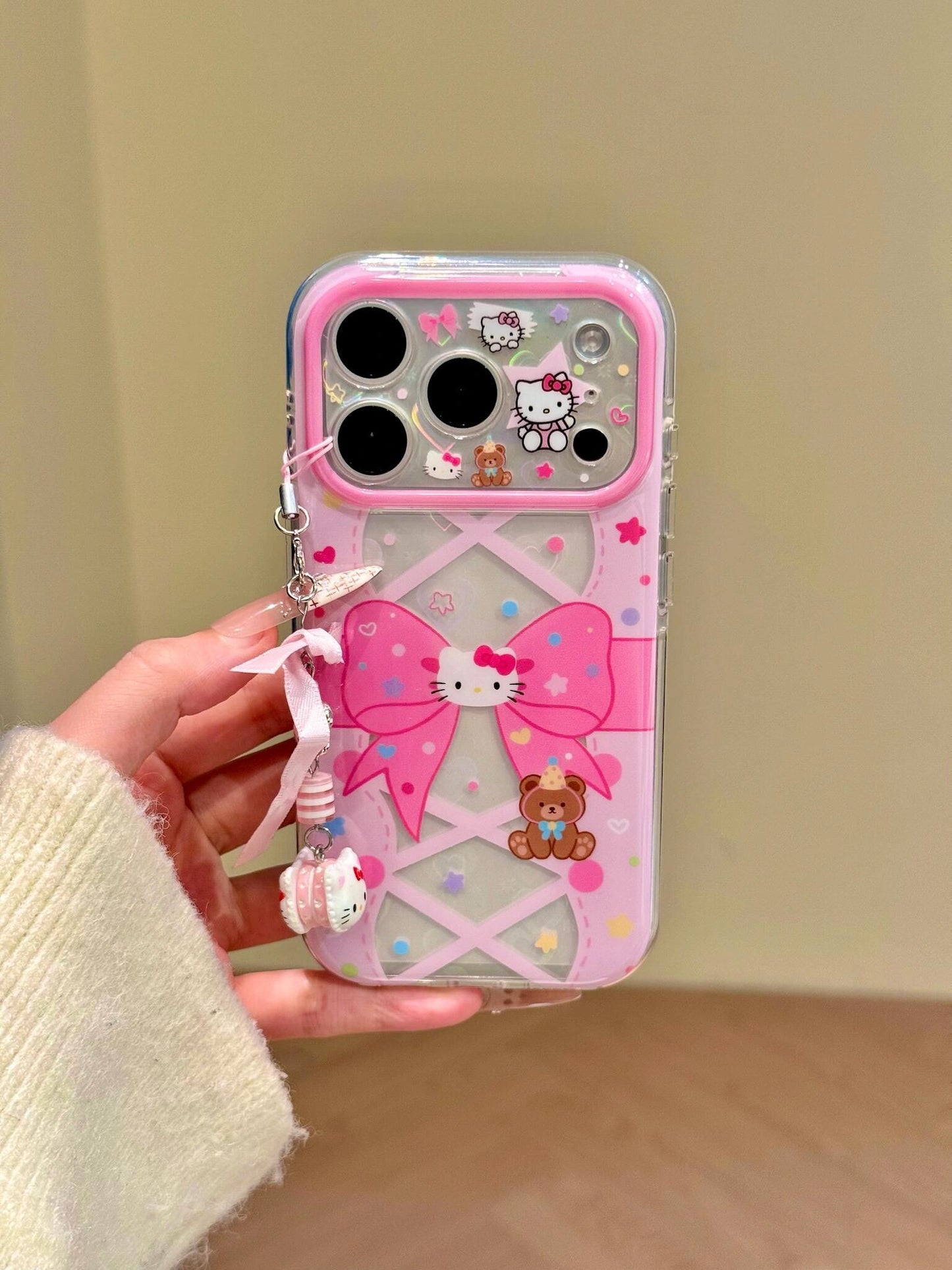 Hellokitty Pink Clear Bow Cute Kawaii Phone Case #0590