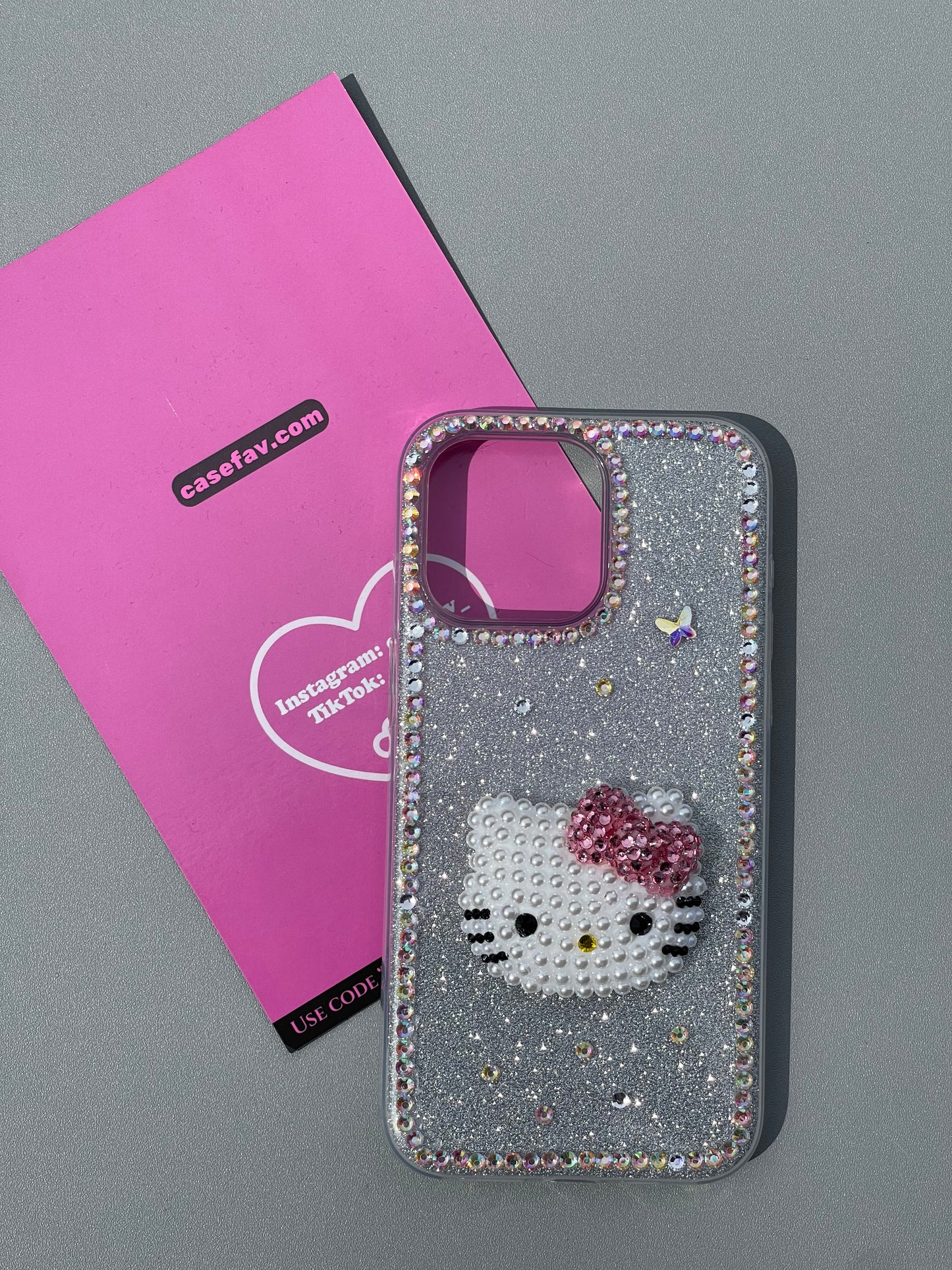 Hellokitty 3D Glitter Silver Glitter Cute Kawaii Phone Case #0222