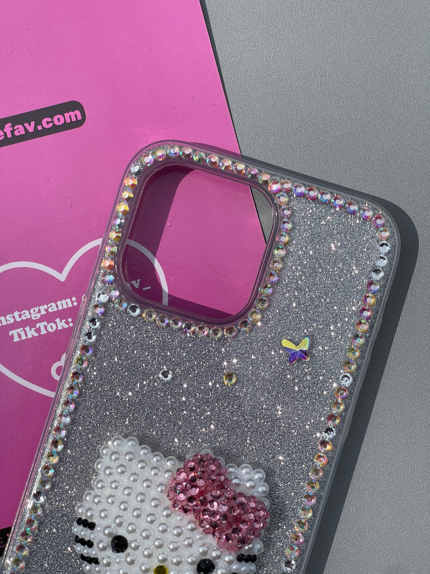 Hellokitty 3D Glitter Silver Glitter Cute Kawaii Phone Case #0222