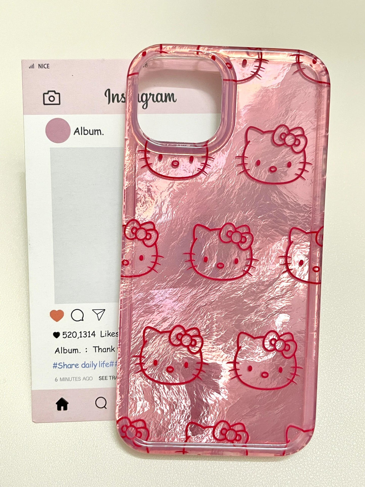 Hellokitty Pink Shell Glitter Cute Kawaii Phone Case #0153