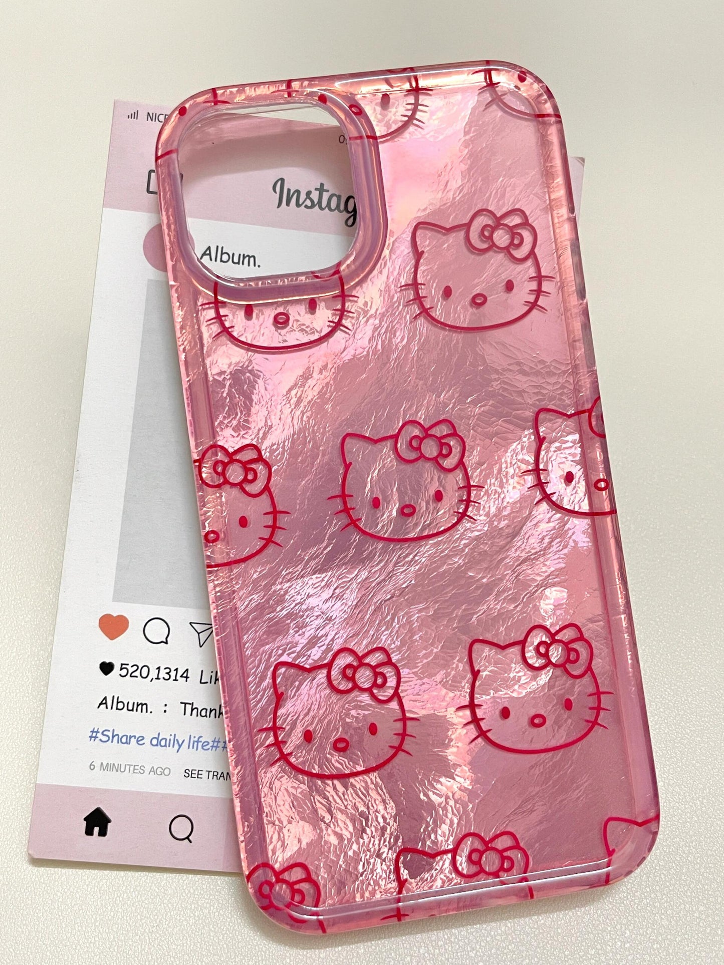 Hellokitty Pink Shell Glitter Cute Kawaii Phone Case #0153