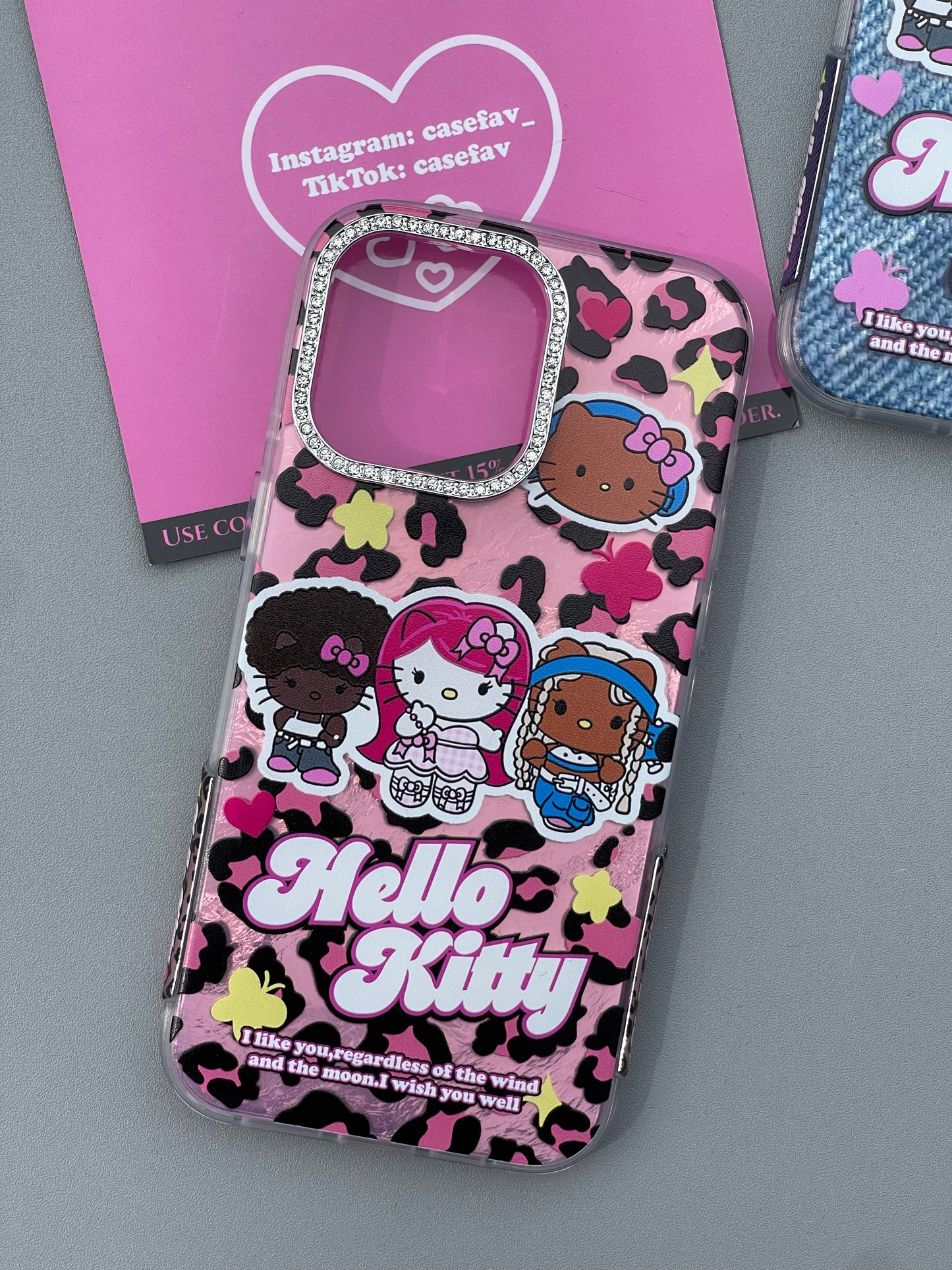 Hellokitty Y2K Three Sisters Silver Glitter Camera Frame Cute Kawaii Phone Case #0224