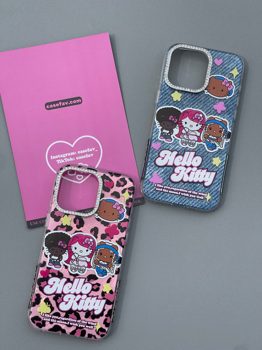 Hellokitty Y2K Three Sisters Silver Glitter Camera Frame Cute Kawaii Phone Case #0224