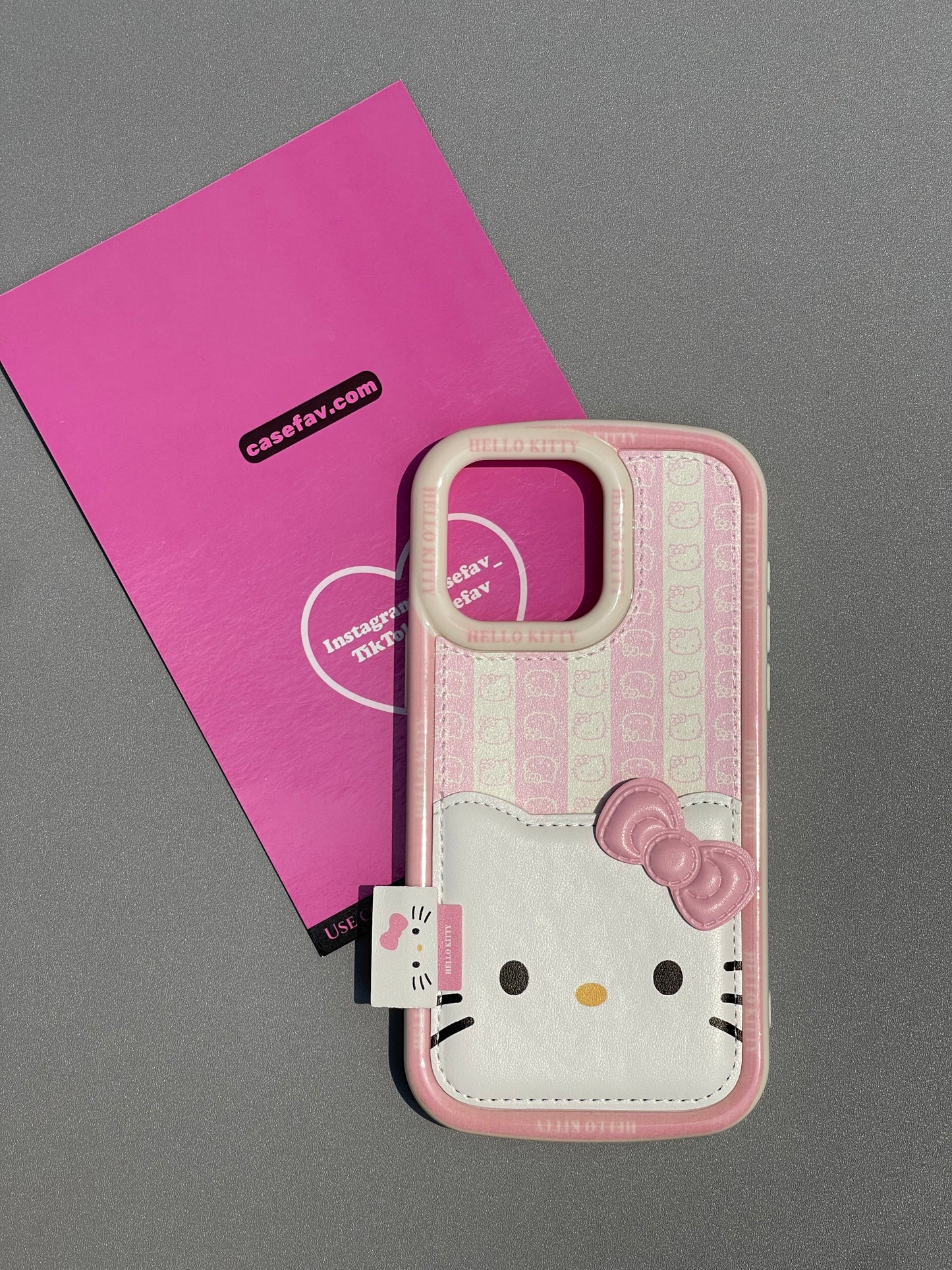 Hellokitty Pink PU Cute Kawaii Phone Case With Strap and Card Slot #0227