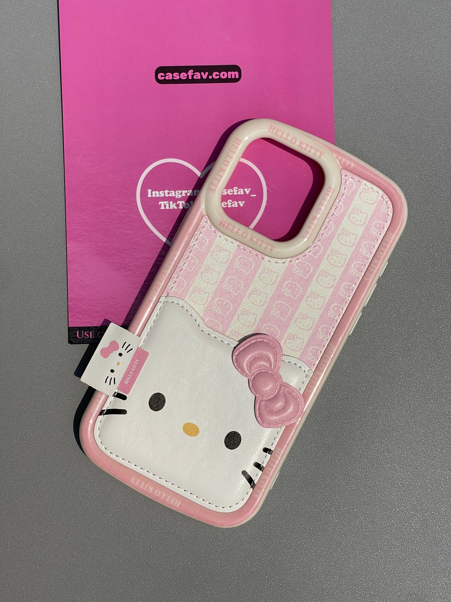 Hellokitty Pink PU Cute Kawaii Phone Case With Strap and Card Slot #0227