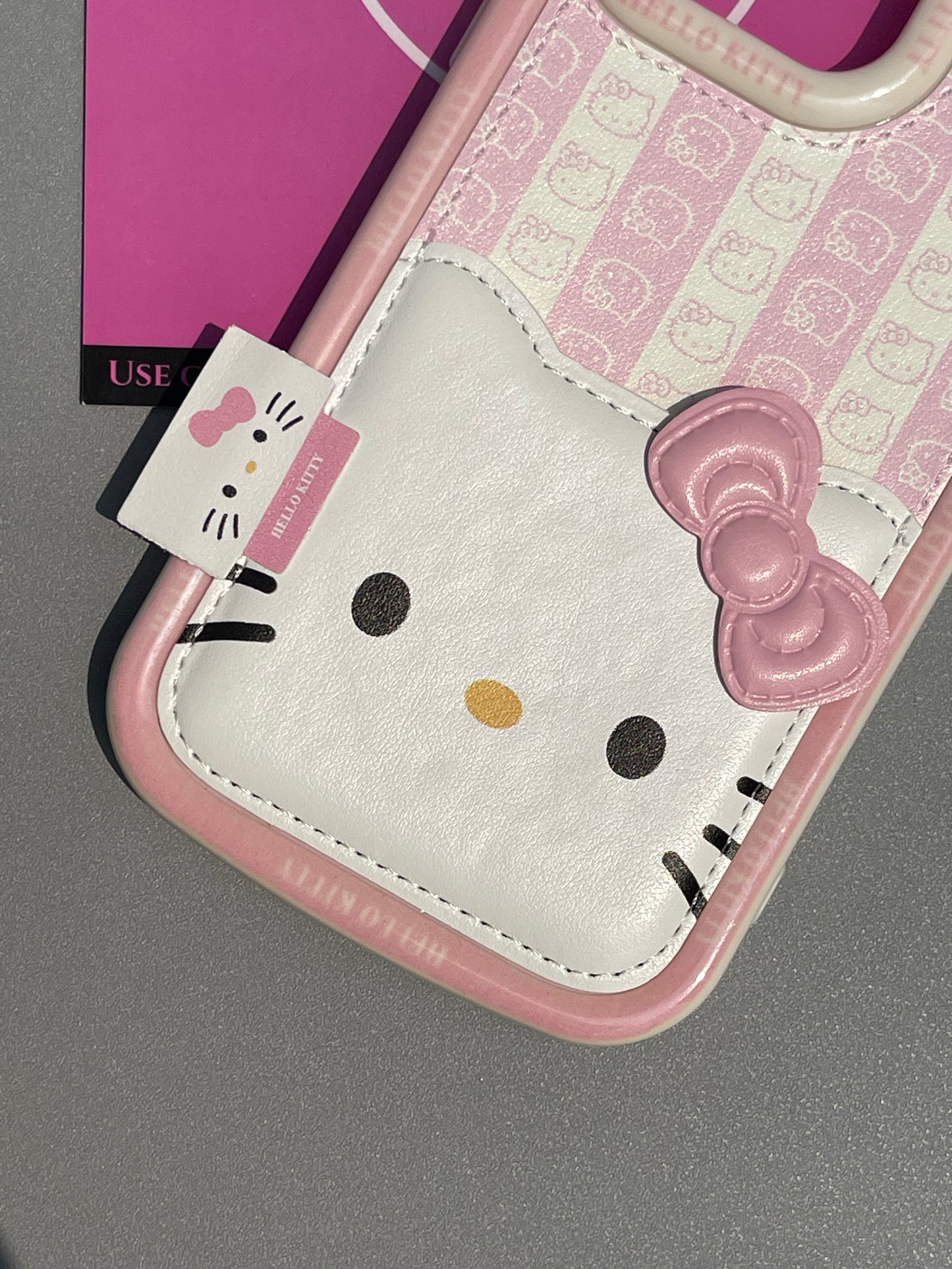 Hellokitty Pink PU Cute Kawaii Phone Case With Strap and Card Slot #0227