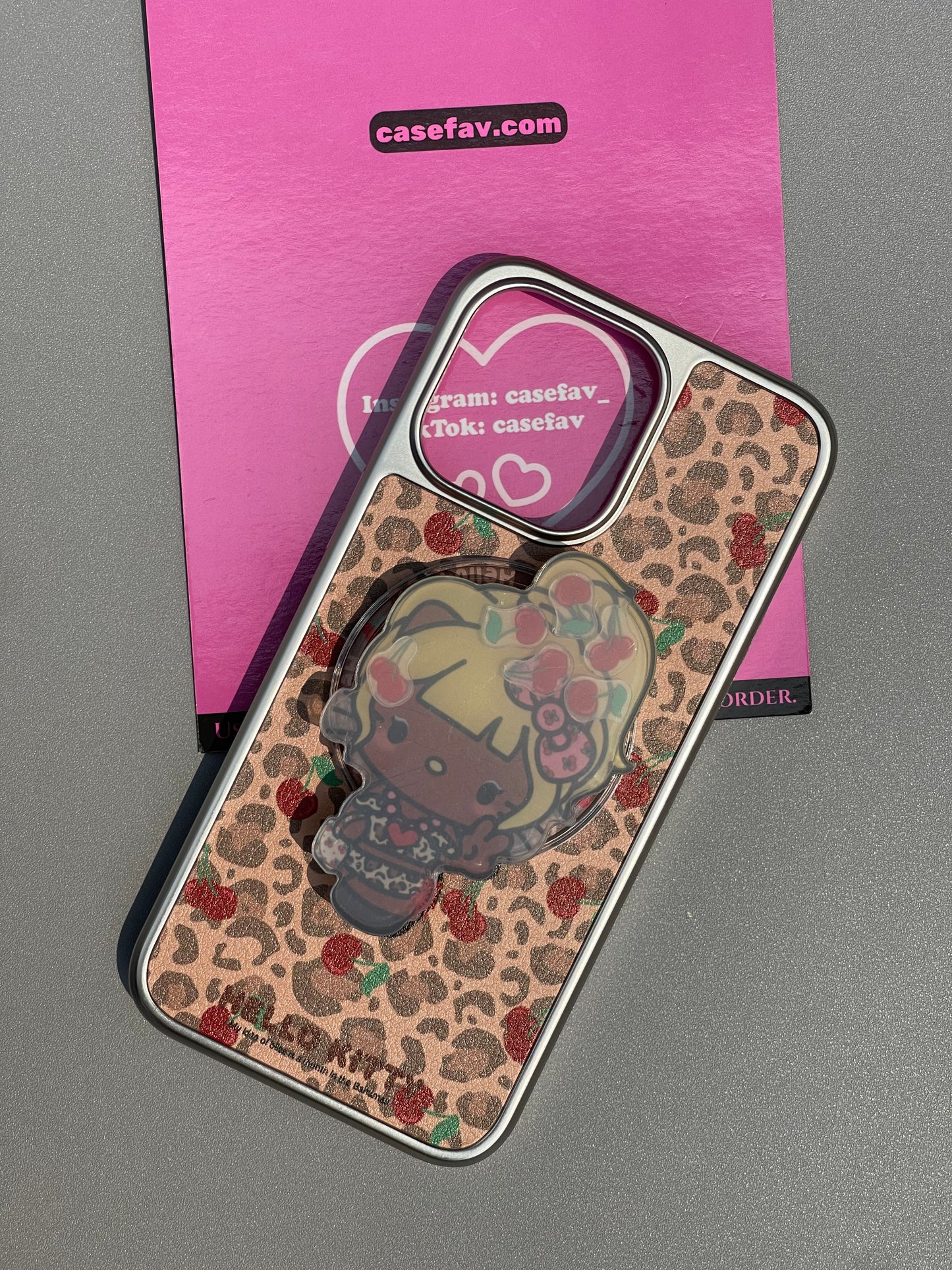 Hellokitty Leopard Print Hottie MagSafe Case + Hellokitty Shape MagSafe Stand Holder / Phone Grip #0228