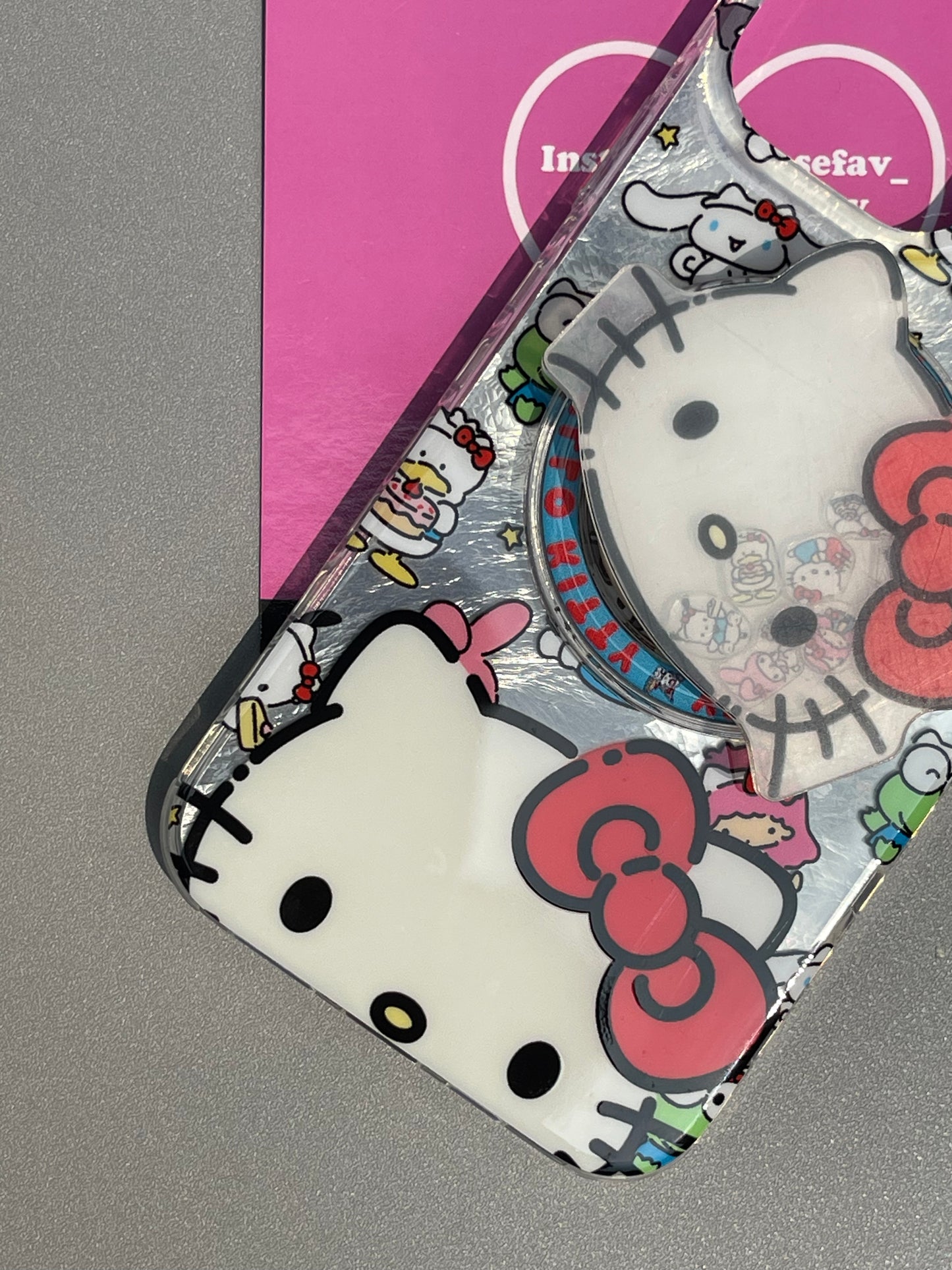 Hellokitty Glittering Shell Cute Kawaii Phone Case + Hellokitty Shaped Stand Holder / Phone Grip #0226