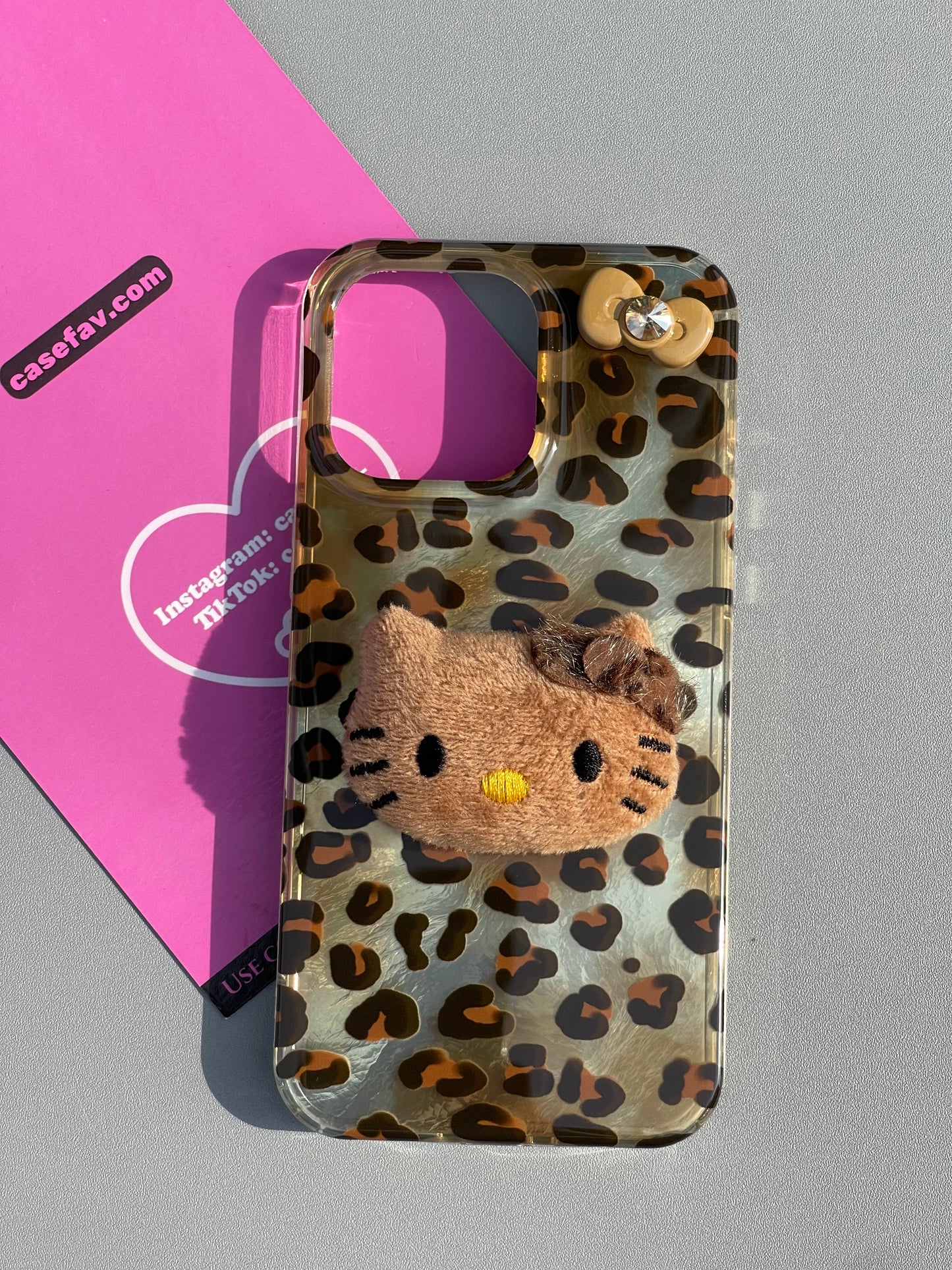 Plush Hellokitty Leopard Print Cute Kawaii Phone Case #0240