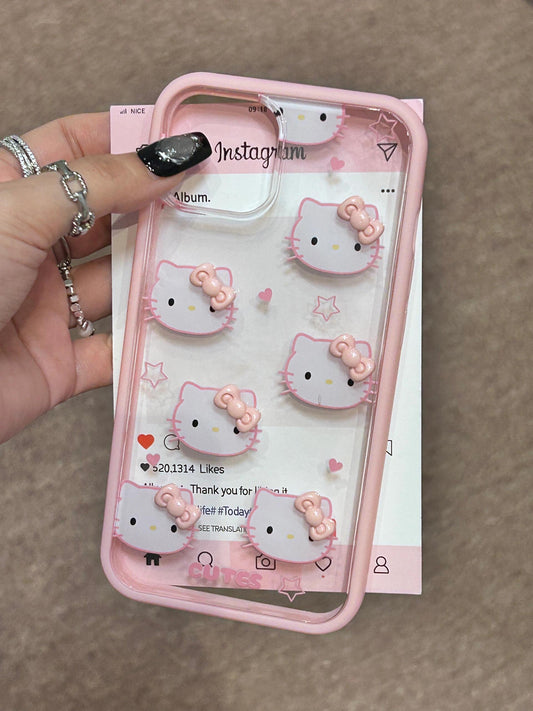 Hellokitty Pink Bowknot Clear Cute Kawaii Phone Case #0027
