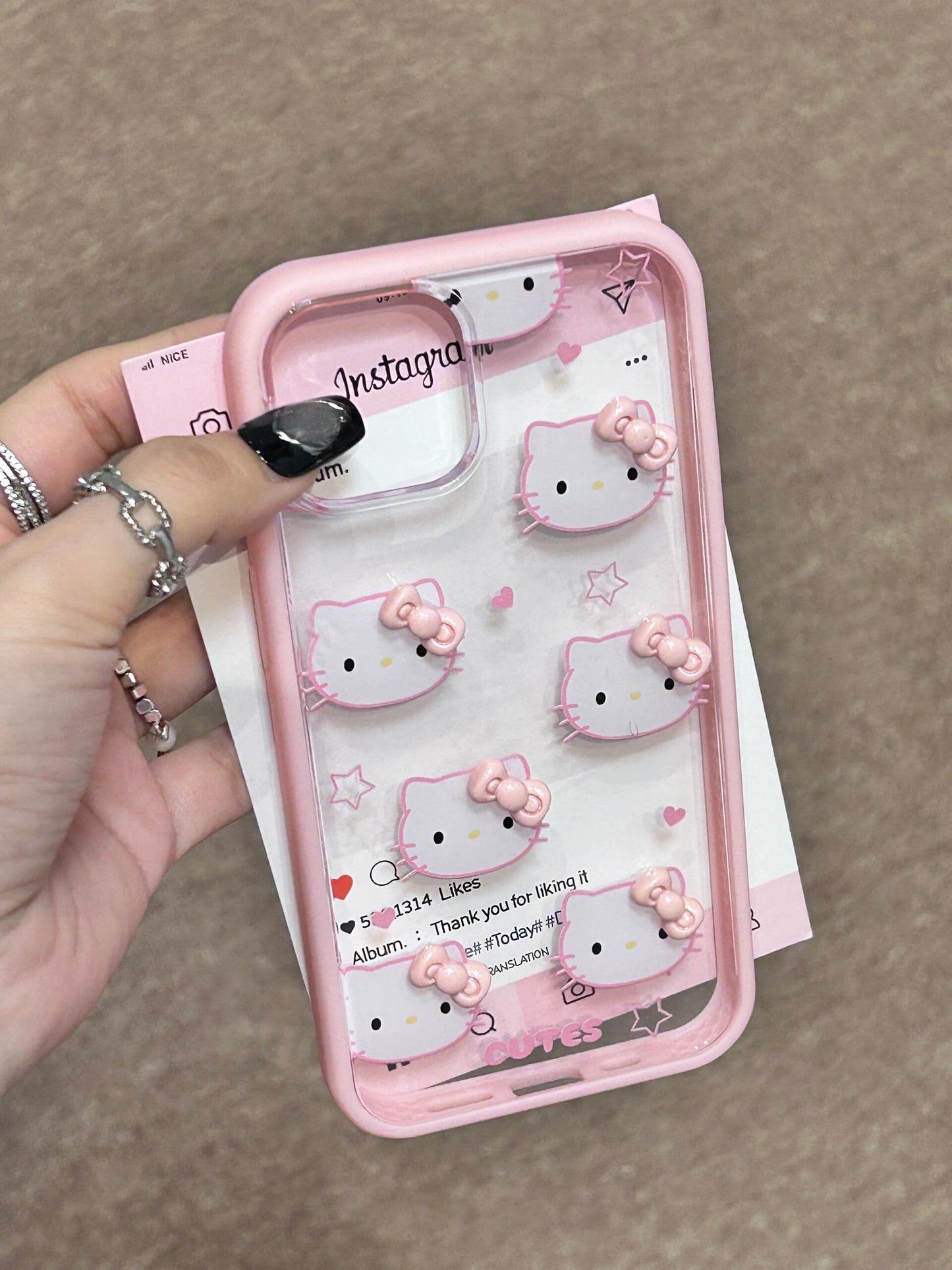 Hellokitty Pink Bowknot Clear Cute Kawaii Phone Case #0027