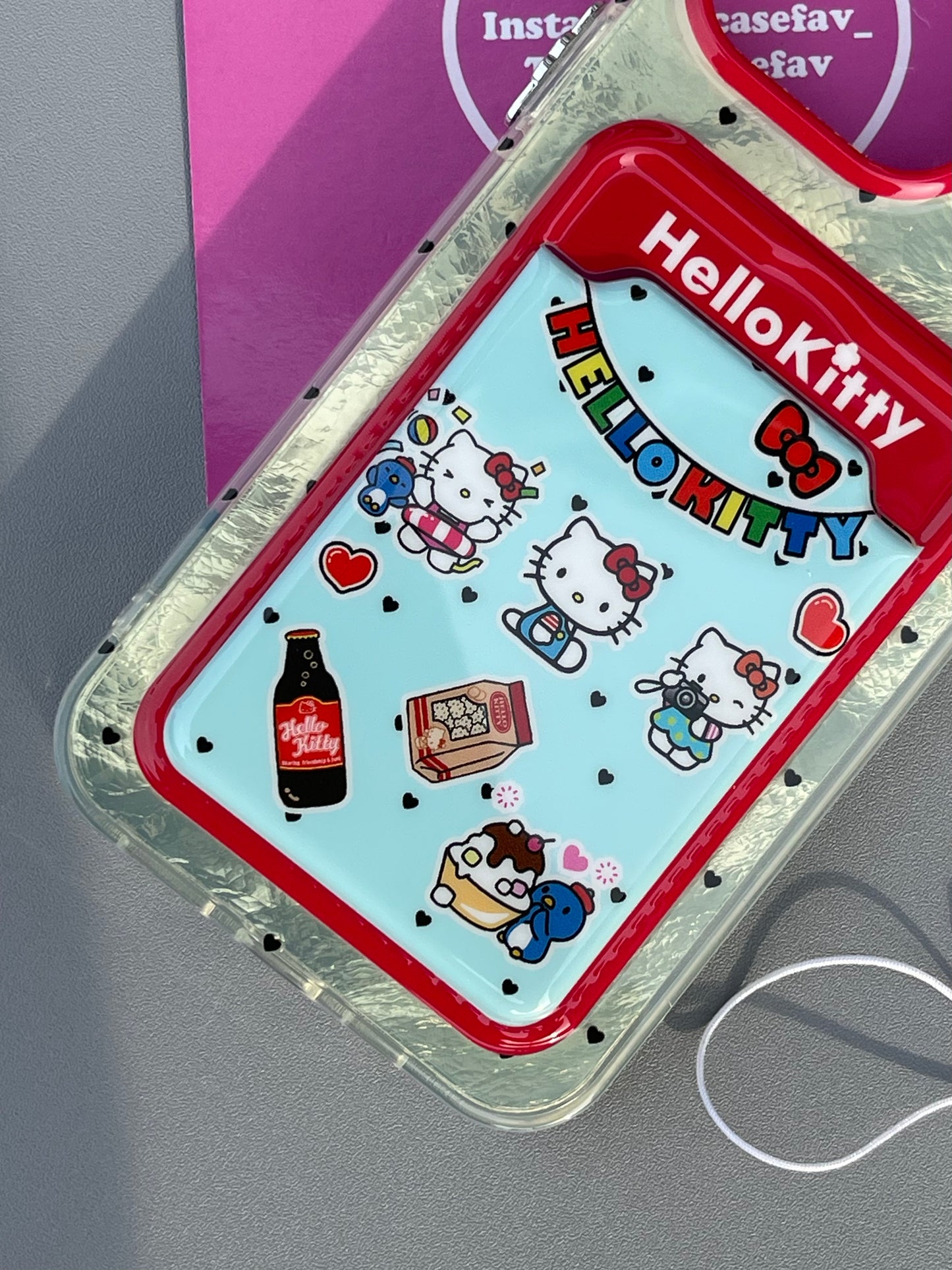 Hellokitty Silver Shell Textured Card Case Cute Kawaii Phone Case with Phone Chain #0283