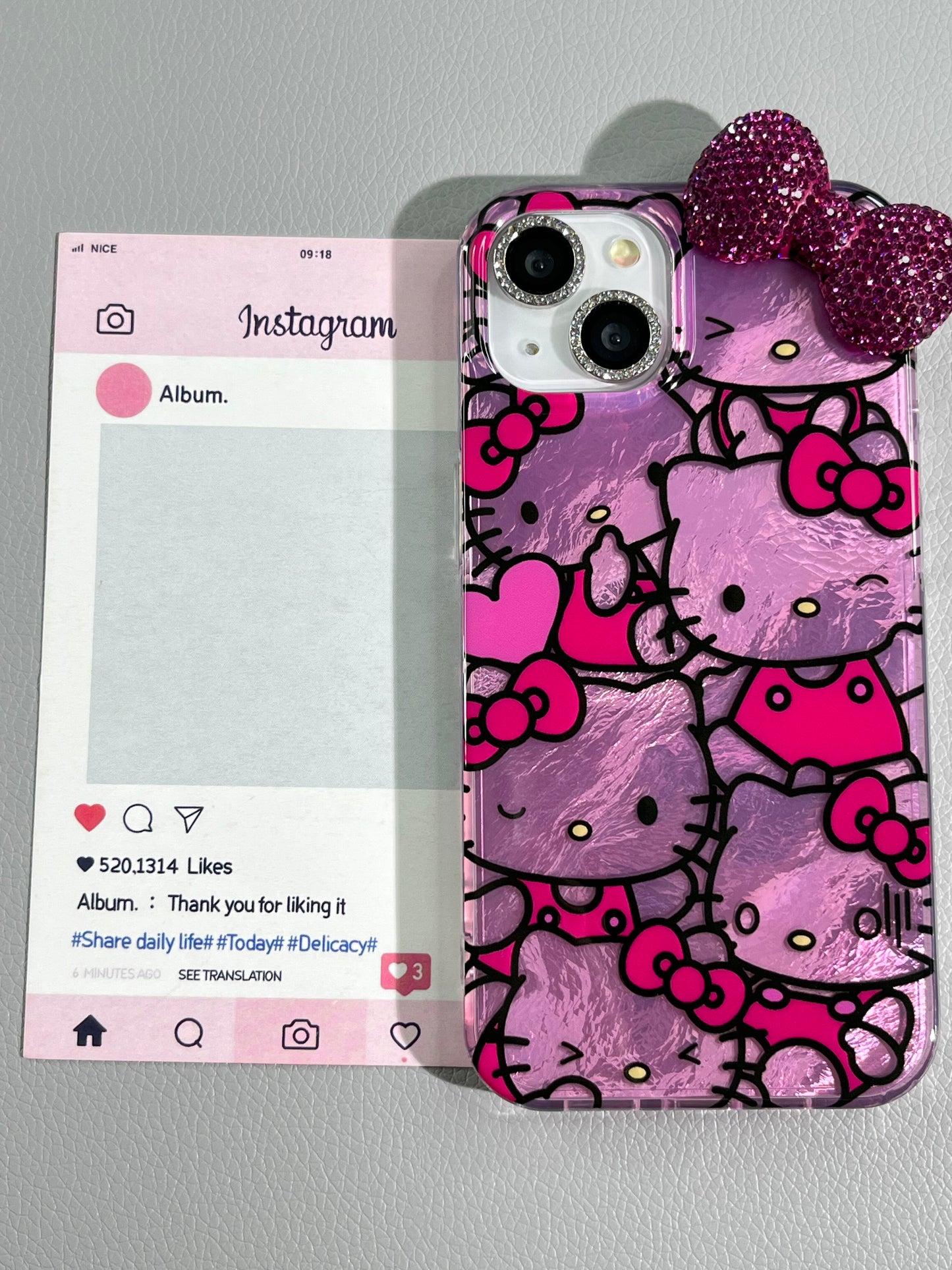 Hellokitty Pink Shell Glitter Cute Kawaii Phone Case #0156