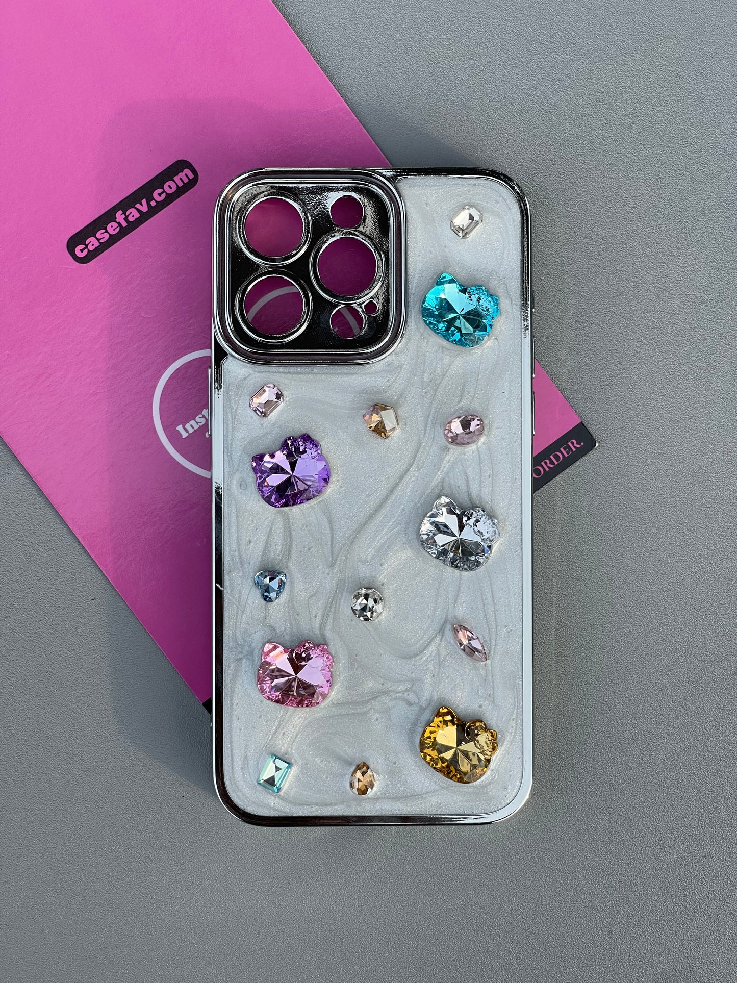 Hellokitty Silver 3D Colorful Rhinestones Cute Kawaii Phone Case #0284