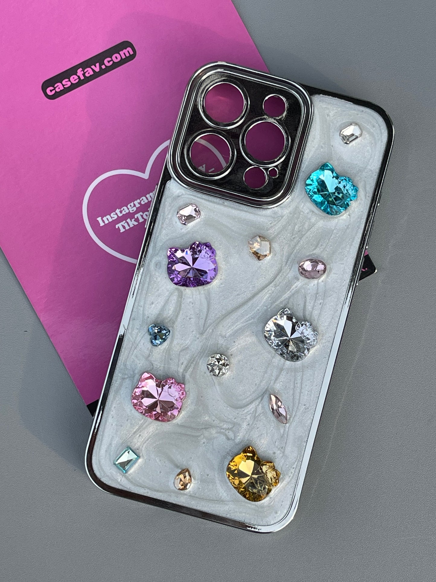 Hellokitty Silver 3D Colorful Rhinestones Cute Kawaii Phone Case #0284