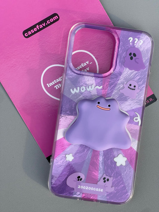 Halloween Ghost Purple Cute Kawaii Phone Case With Stand Holder / Phone Grip #0279