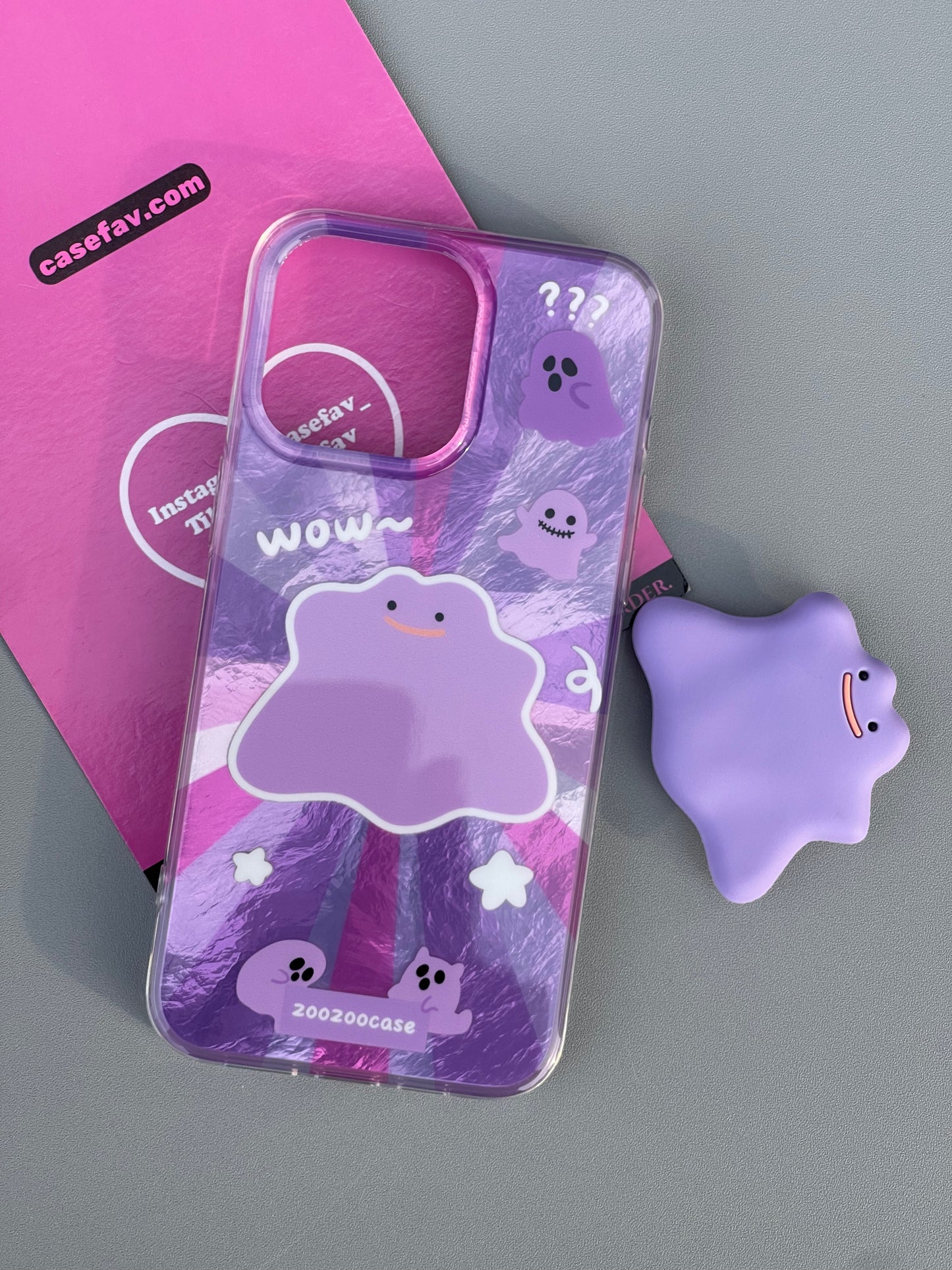 Halloween Ghost Purple Cute Kawaii Phone Case With Stand Holder / Phone Grip #0279