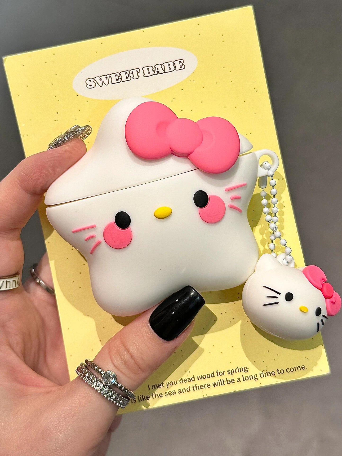 Hellokitty White Star Shape Silicone Cute Kawaii AirPods Case #0160