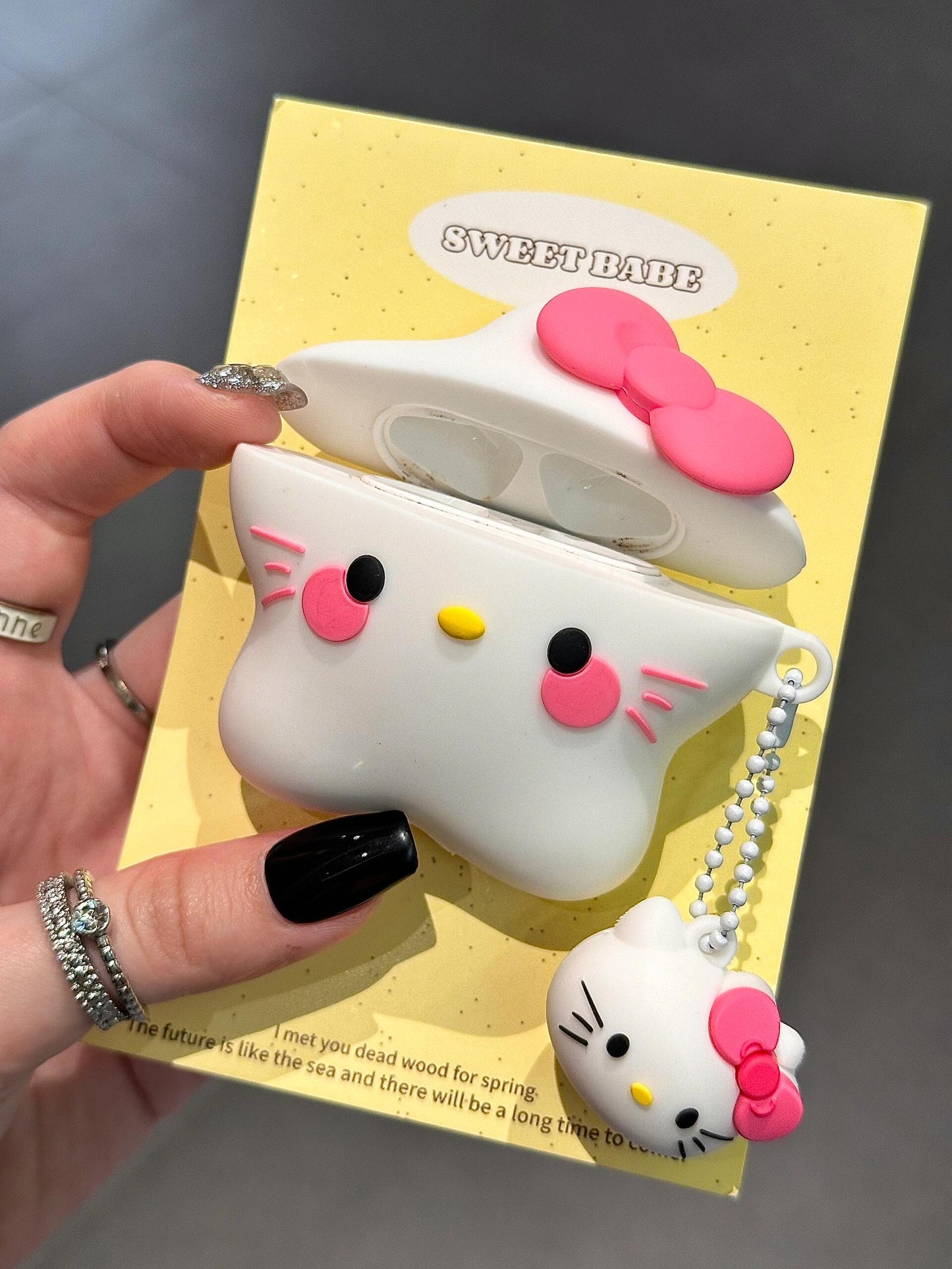 Hellokitty White Star Shape Silicone Cute Kawaii AirPods Case #0160